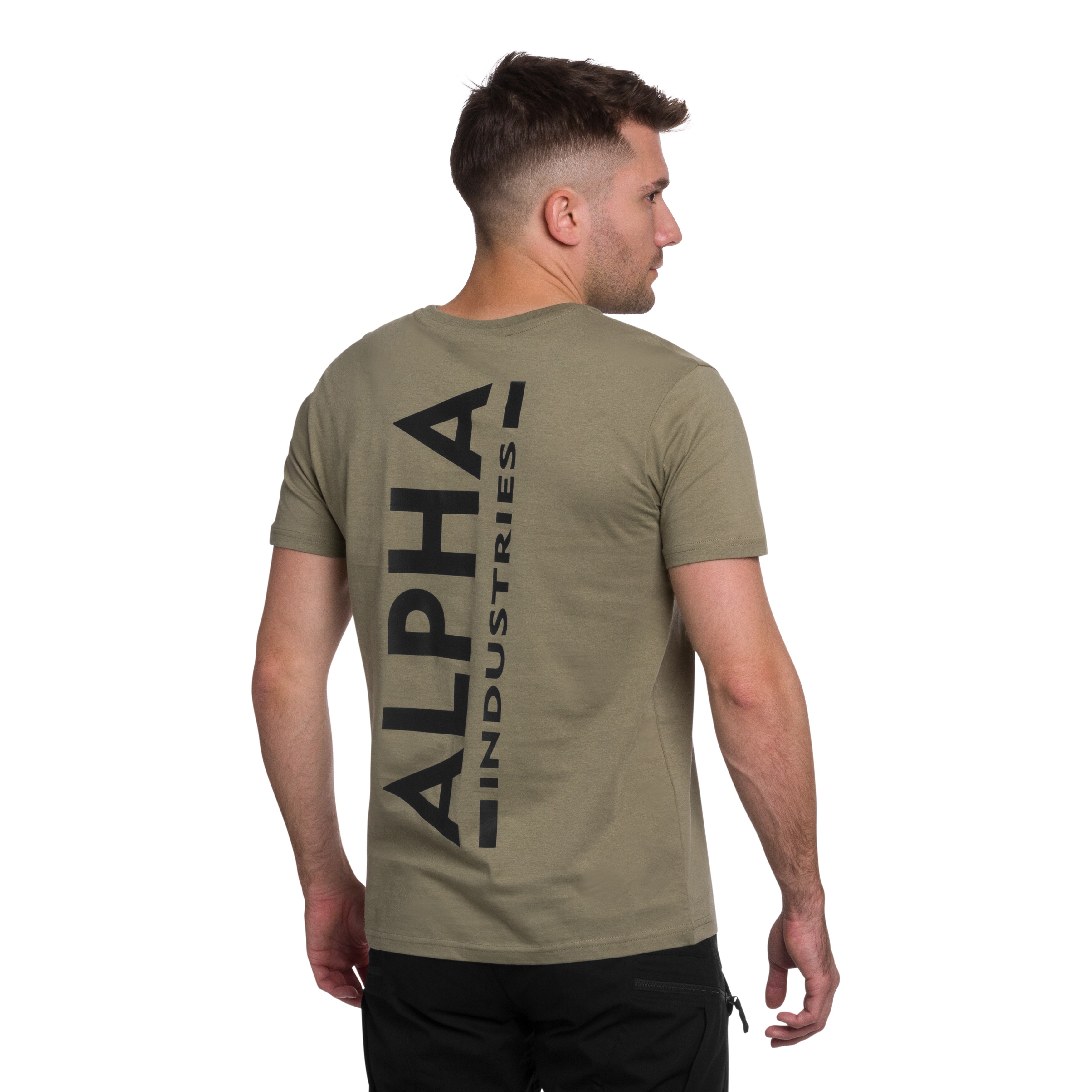 Alpha Industries Backprint T-shirt póló - Olive/Black