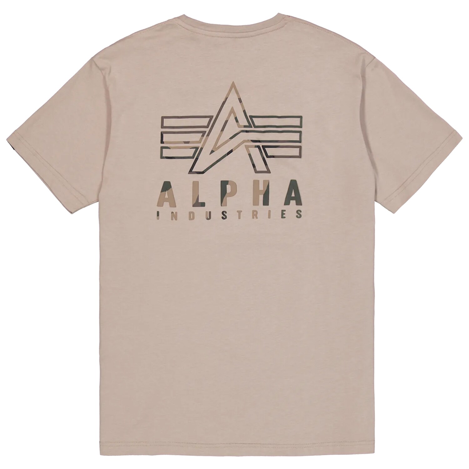 Alpha Industries Camo Logo Puff Print Back Print T-shirt póló - Vintage Sand