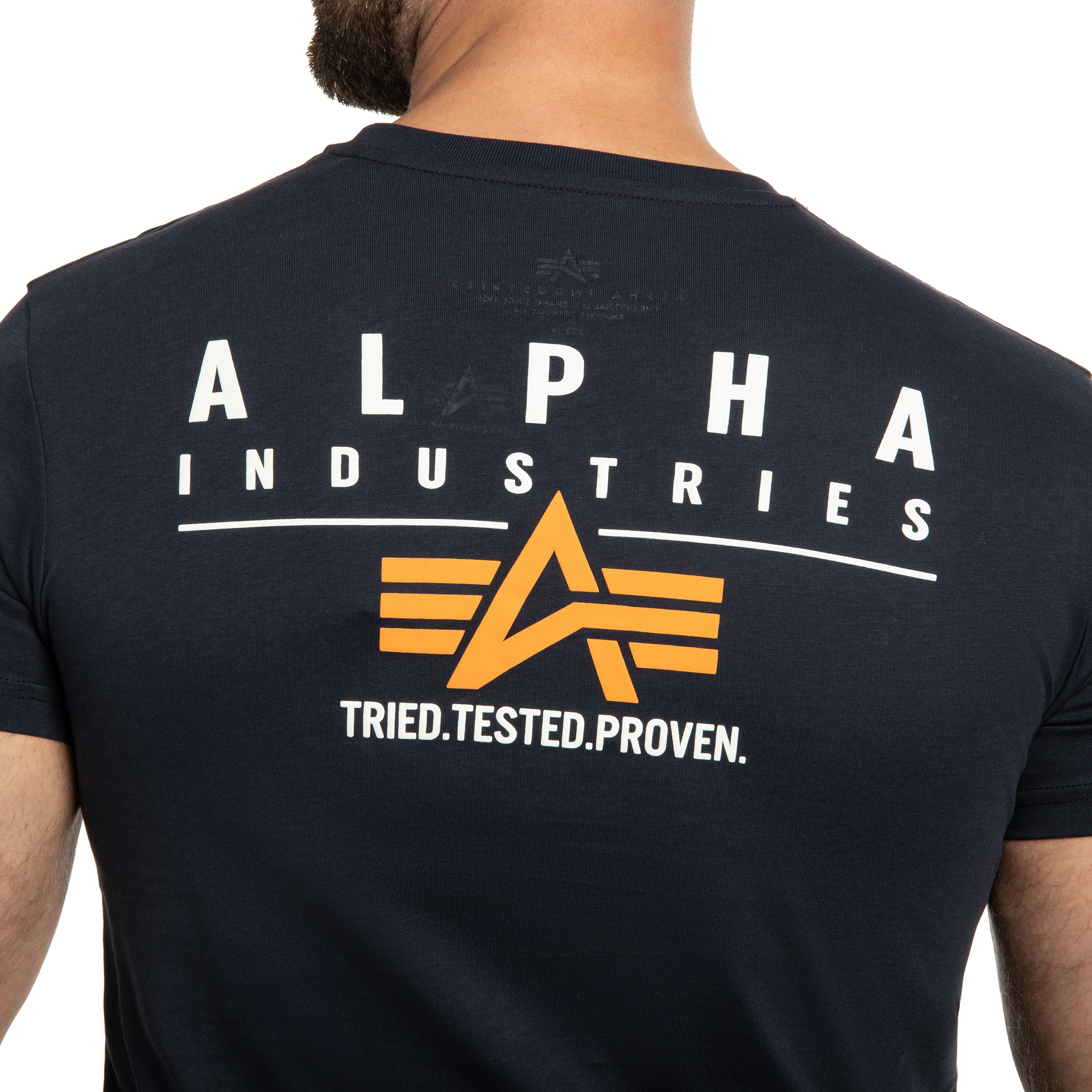 Alpha Industries Puff Print Logo Back Print T-shirt póló - Rep Blue