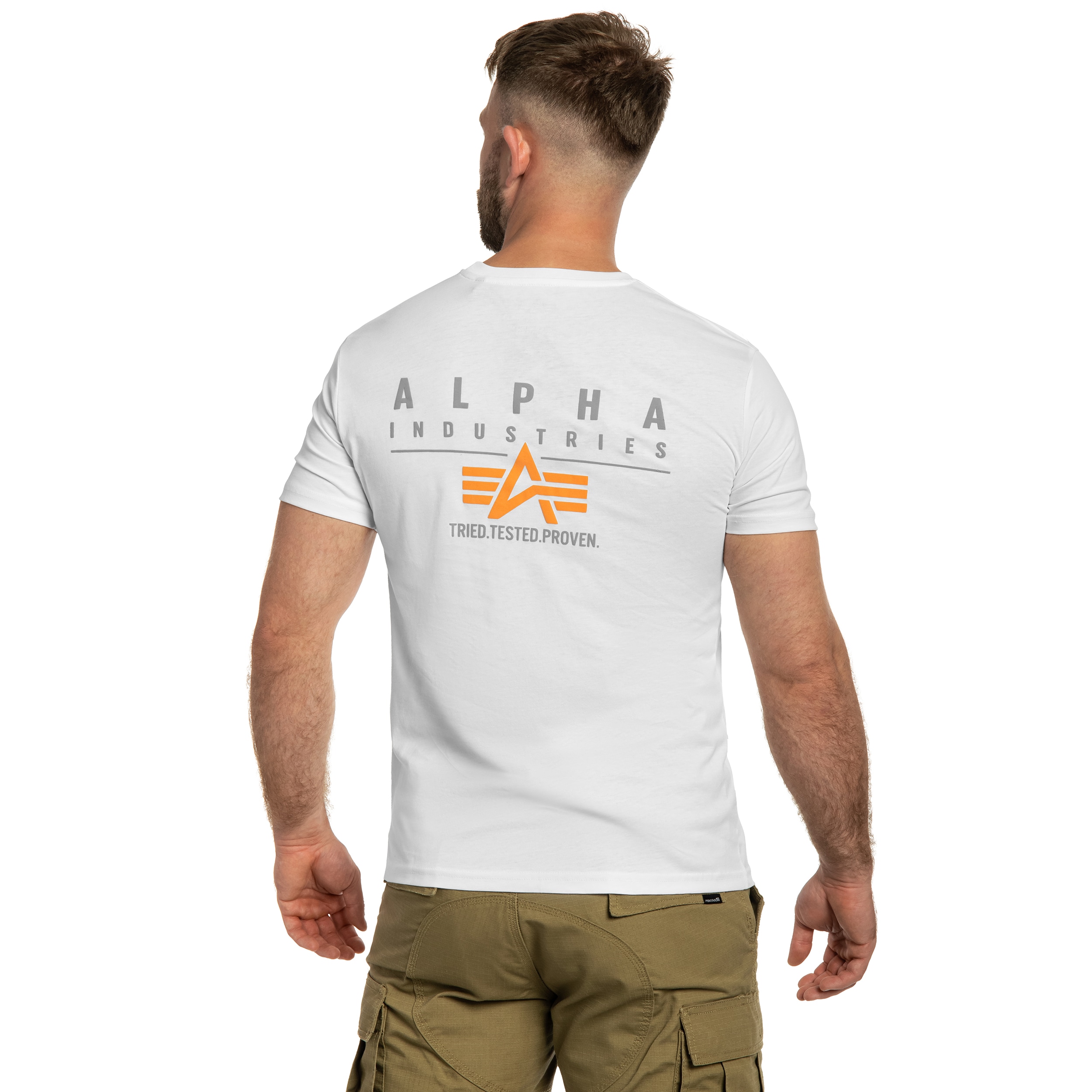 Alpha Industries Puff Print Logo Back Print T-shirt póló - White