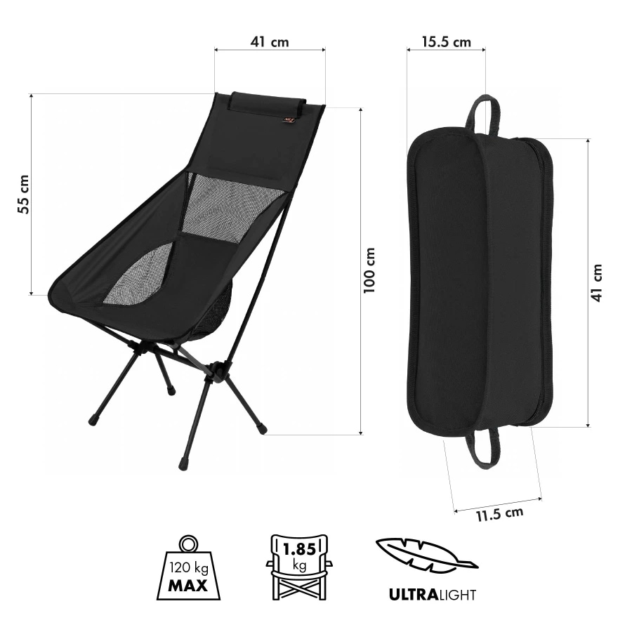 Nils Camp Ultralight NC3321 kempingszék - Black