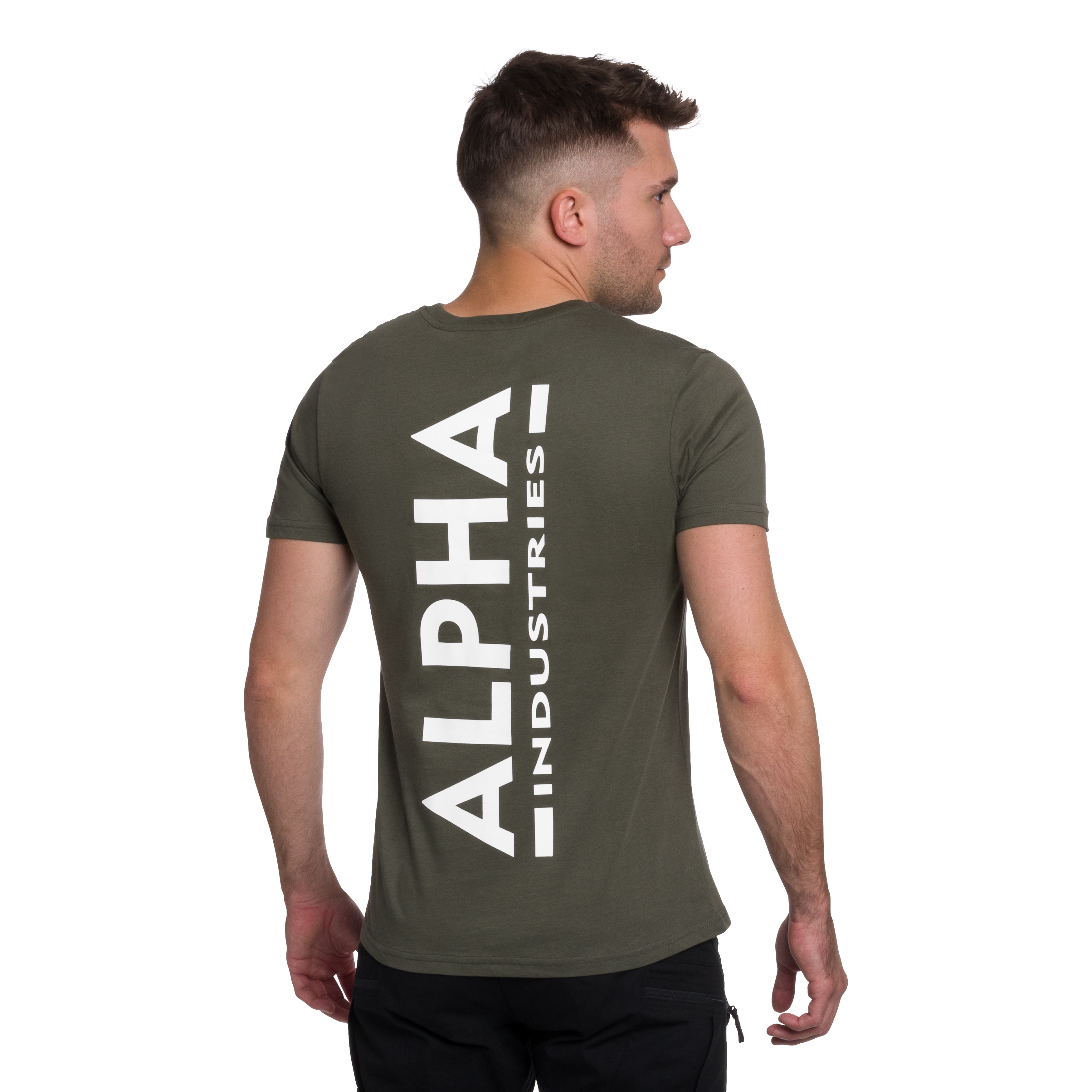 Alpha Industries Backprint T-shirt póló - Dark Olive