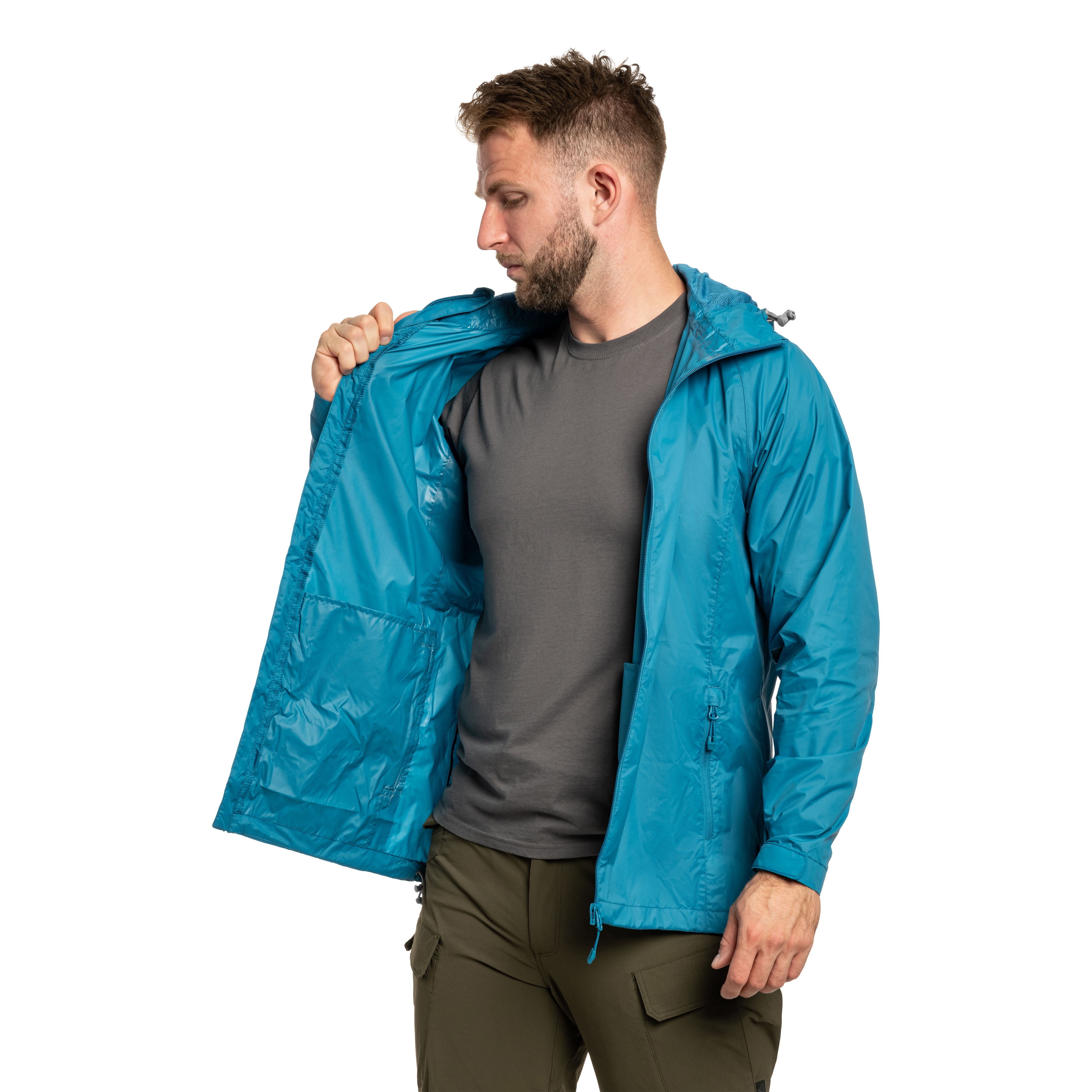 Highlander Outdoor Stow & Go Pack Away V2 kabát - Petrol Blue