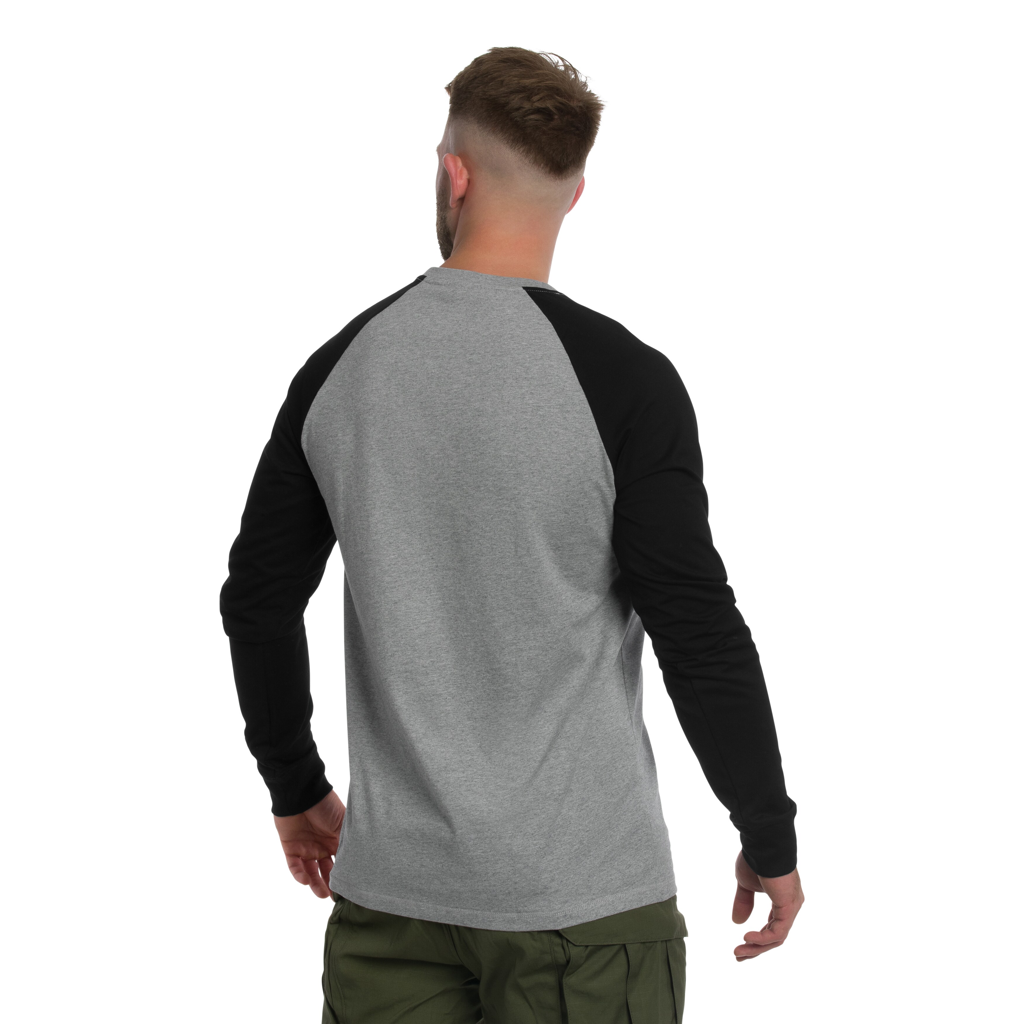 Long Sleeve Helikon Old School hosszú ujjú póló - Grey Melange/Black