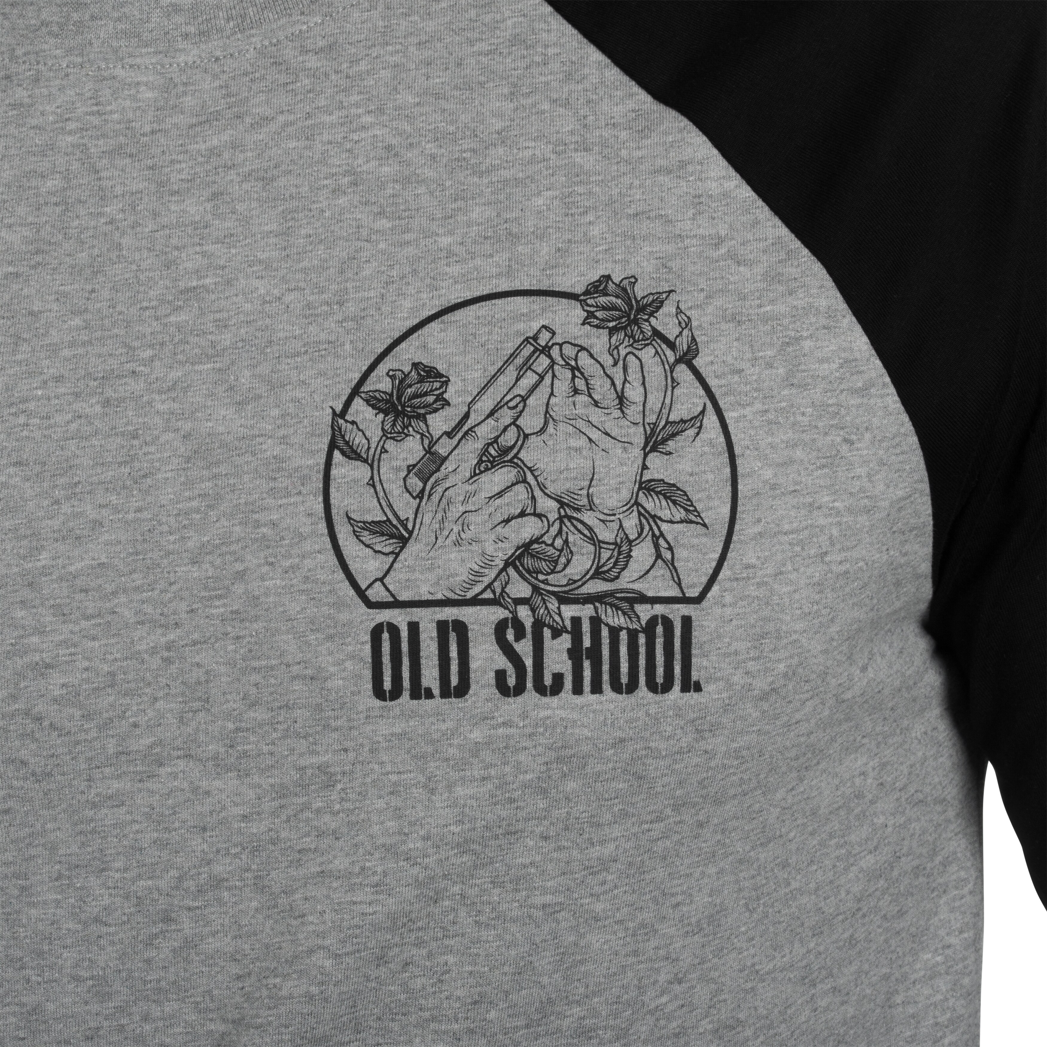 Long Sleeve Helikon Old School hosszú ujjú póló - Grey Melange/Black