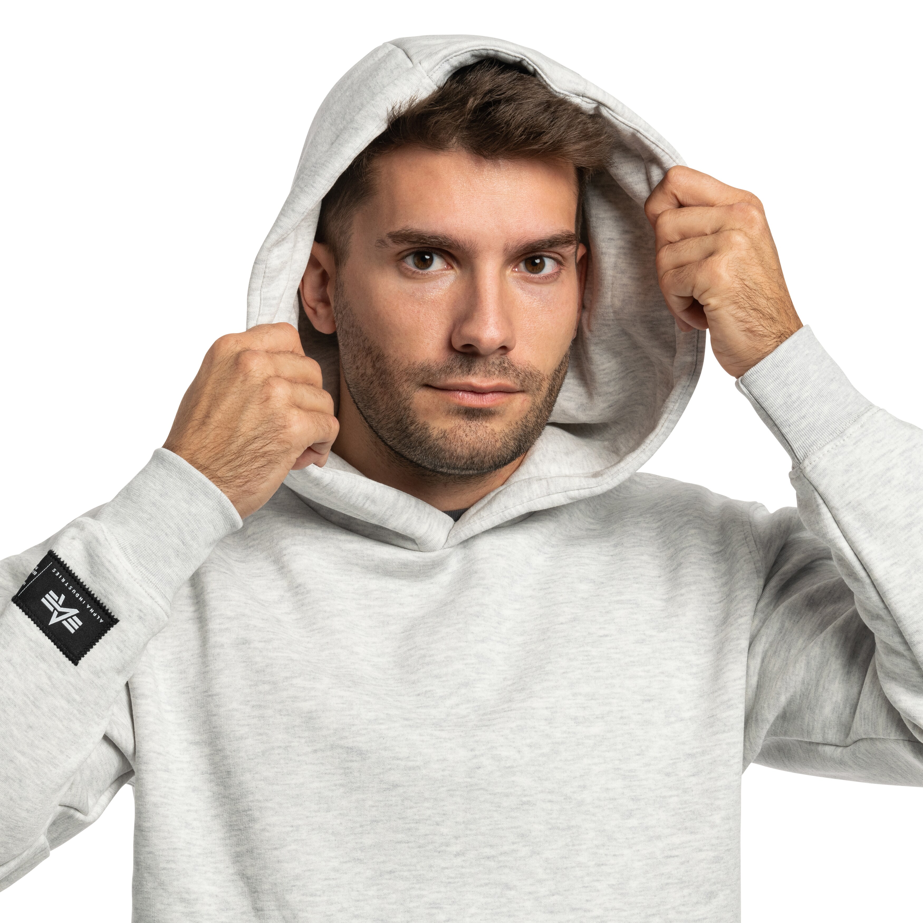 Alpha Industries Label Backprint Hoodie pulóver - Pastel Grey