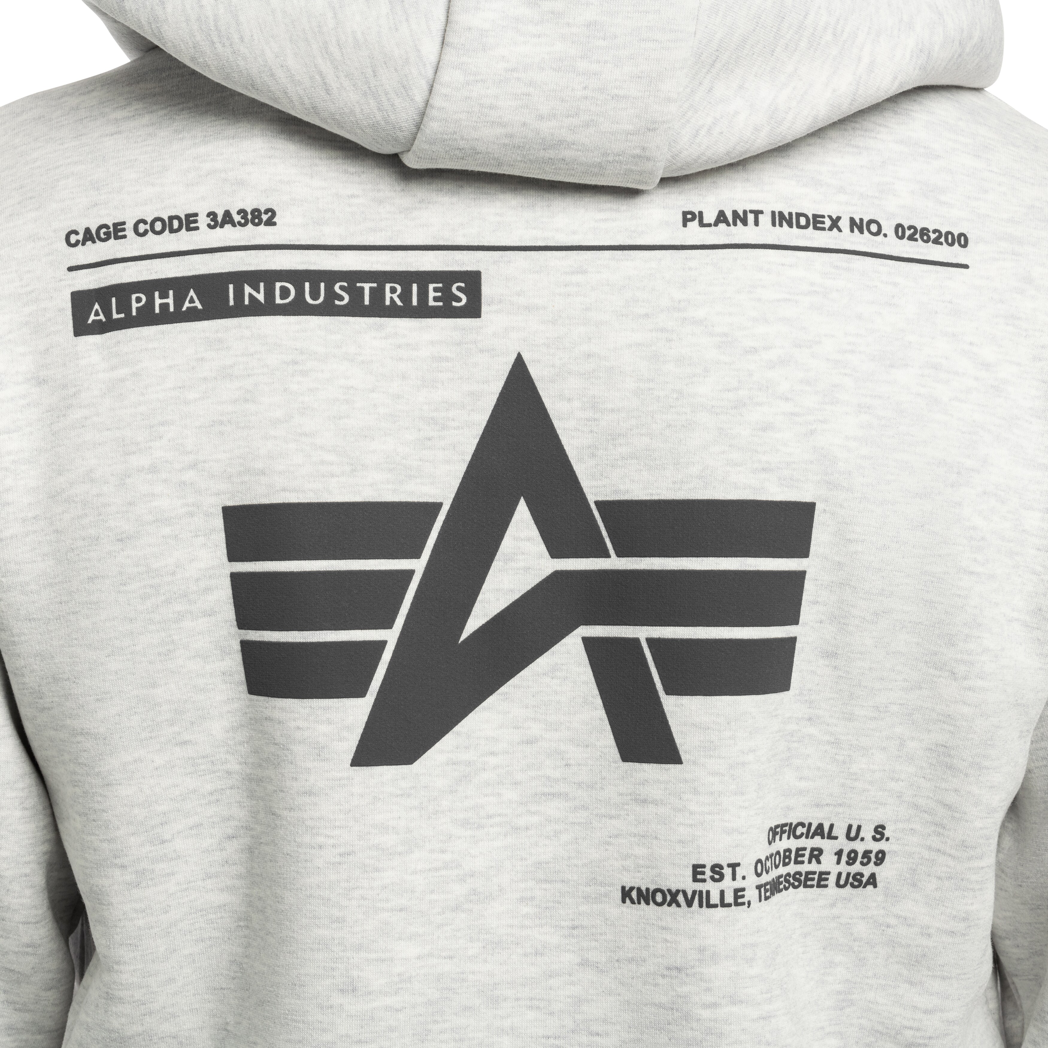 Alpha Industries Label Backprint Hoodie pulóver - Pastel Grey