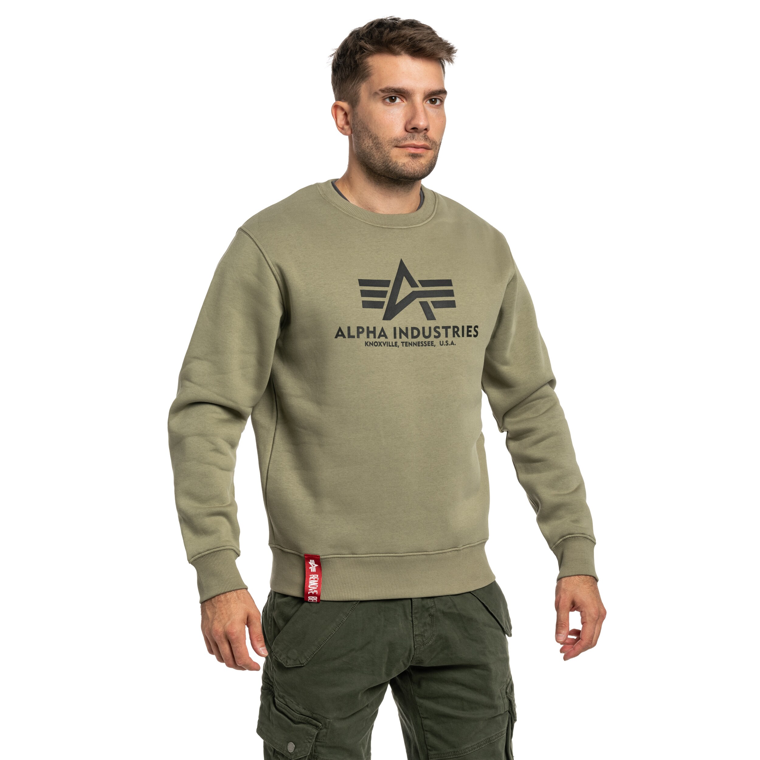 Alpha Industries Basic Sweater pulóver- Olive