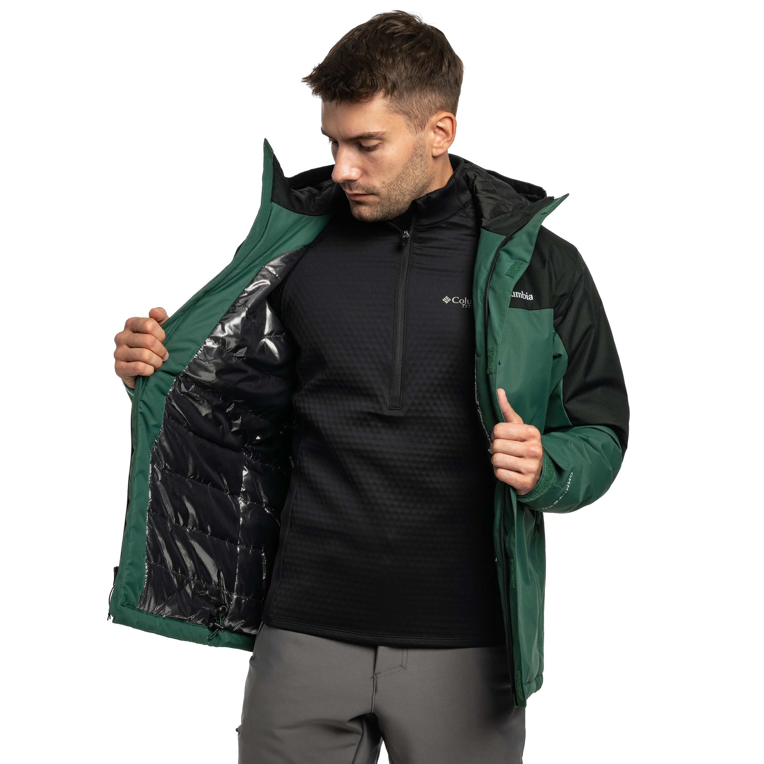 Columbia Hikebound II Insulated Waterproof Jacket kabát - Rain Forest/Black