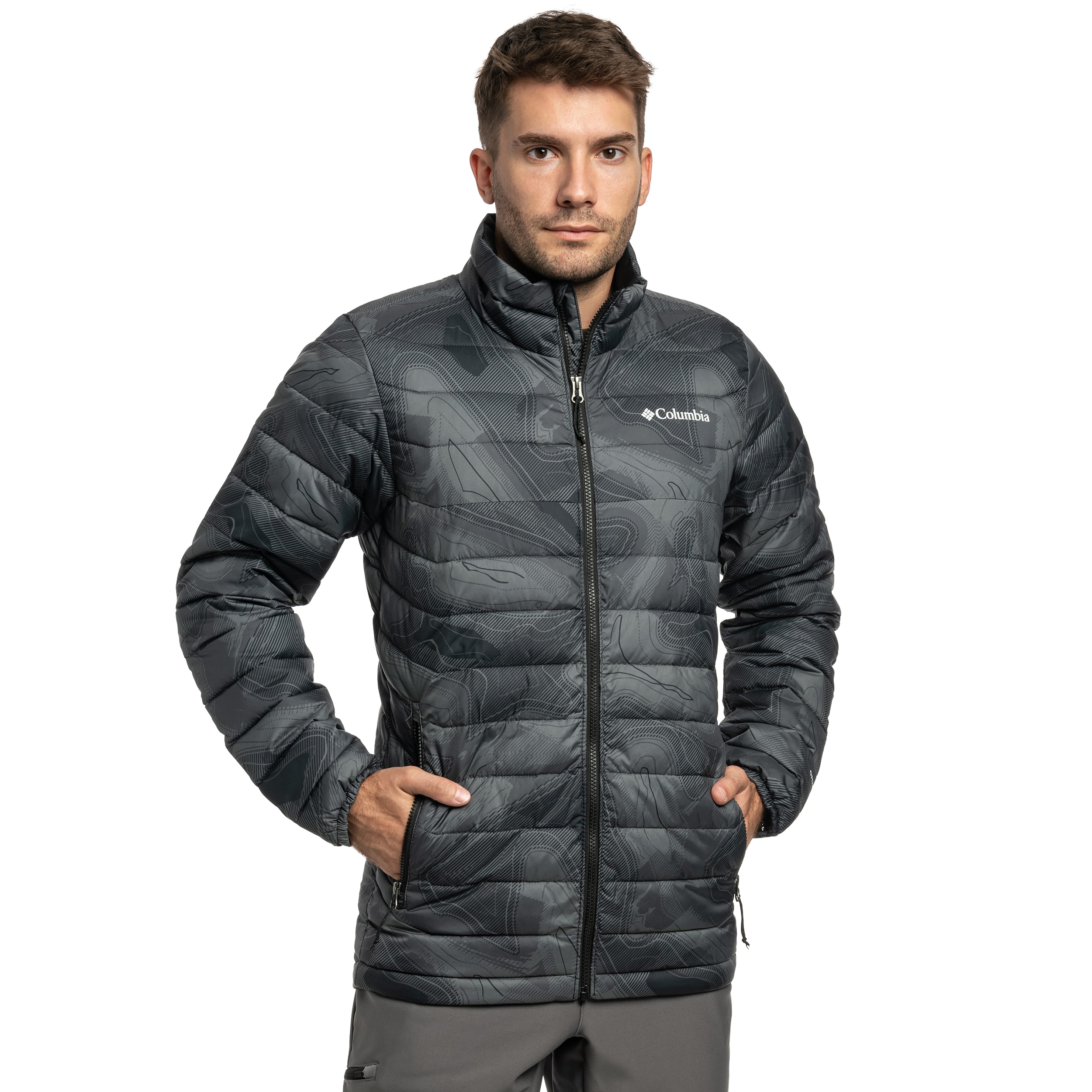 Columbia Powder Lite II Printed kabát - Black Topolines Print