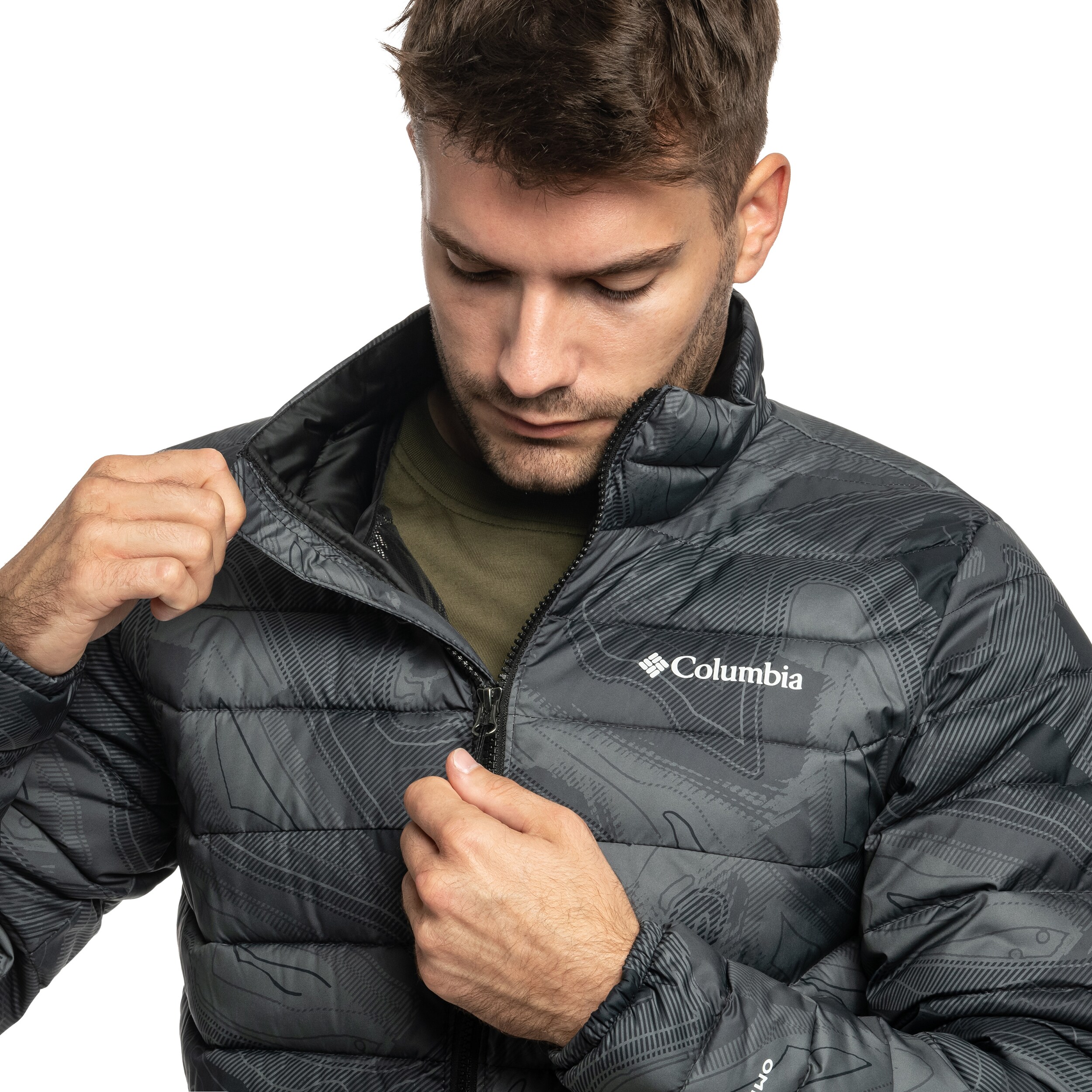 Columbia Powder Lite II Printed kabát - Black Topolines Print