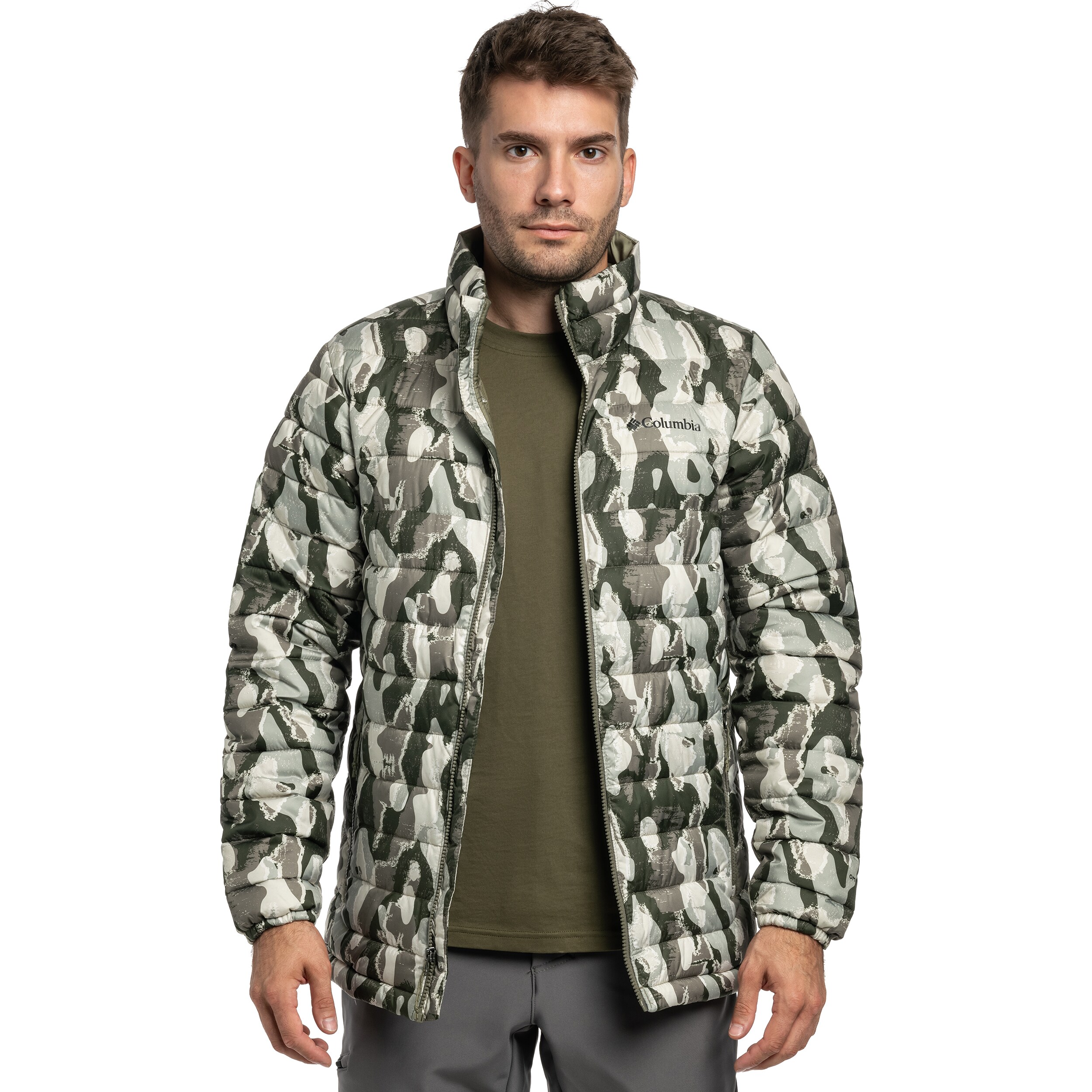 Columbia Powder Lite II Printed kabát - Stone Green Treebark Print