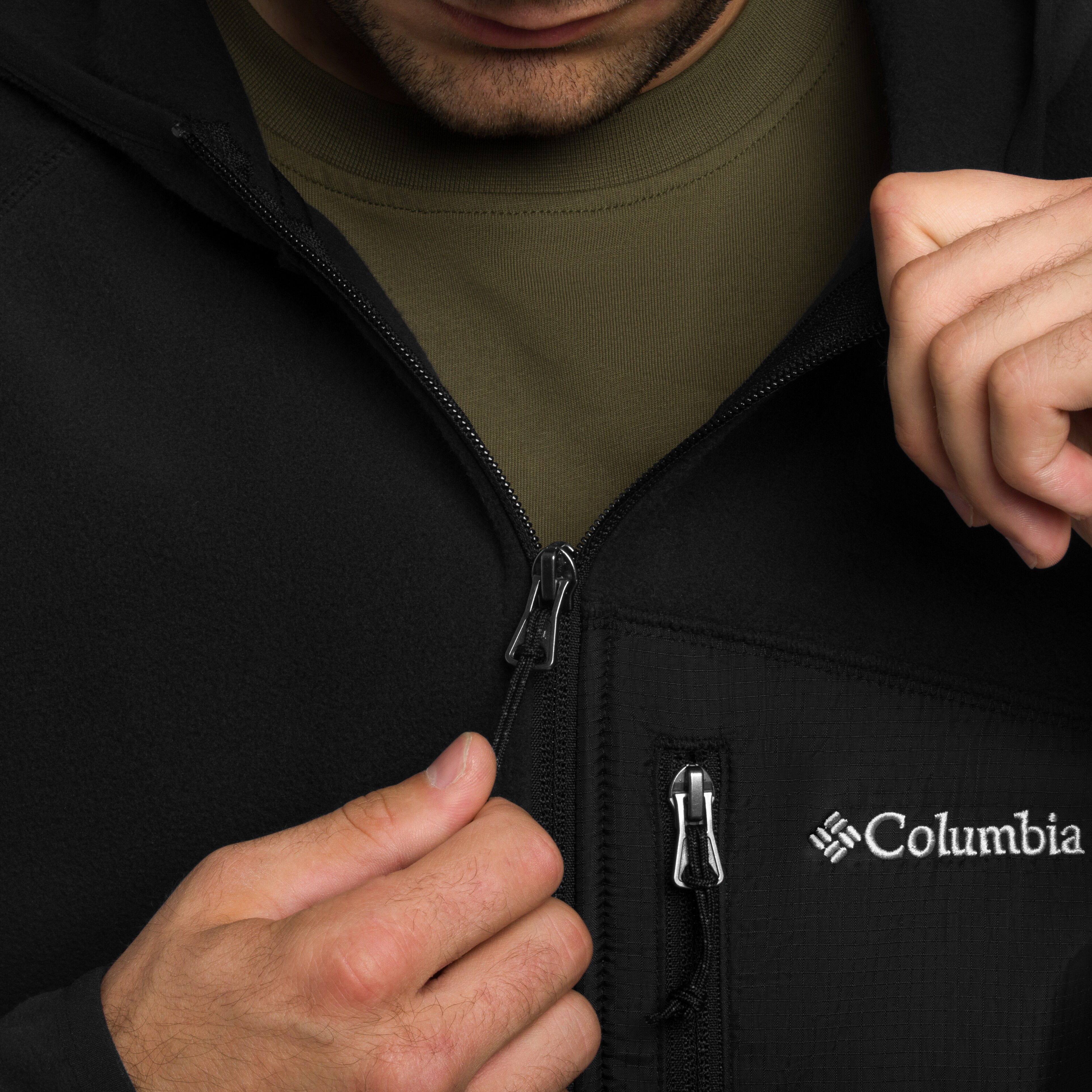 Columbia Fast Trek Overlay Hooded polár pulóver - Black