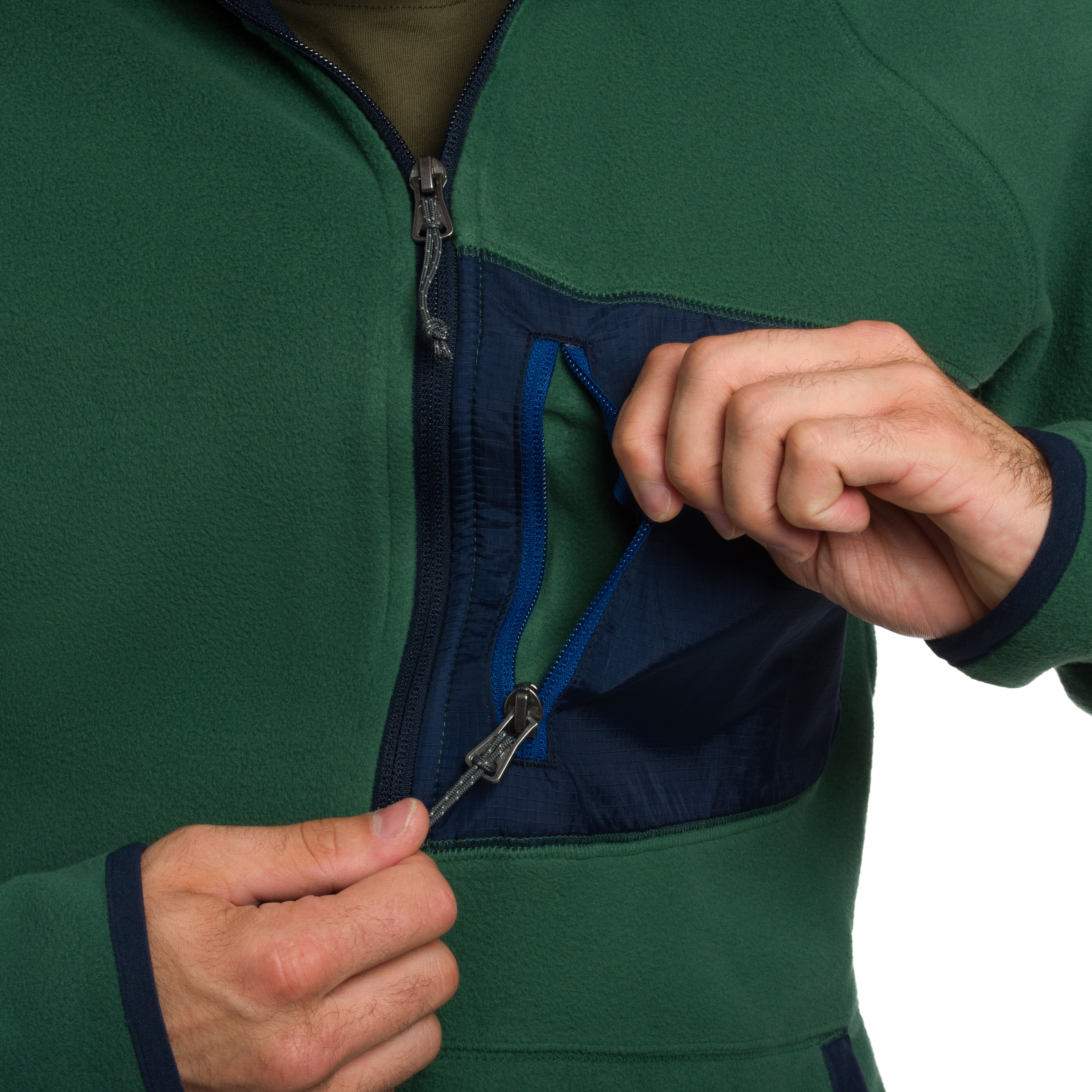 Columbia Fast Trek Overlay Hooded polár pulóver - Rain Forest/Coll Navy