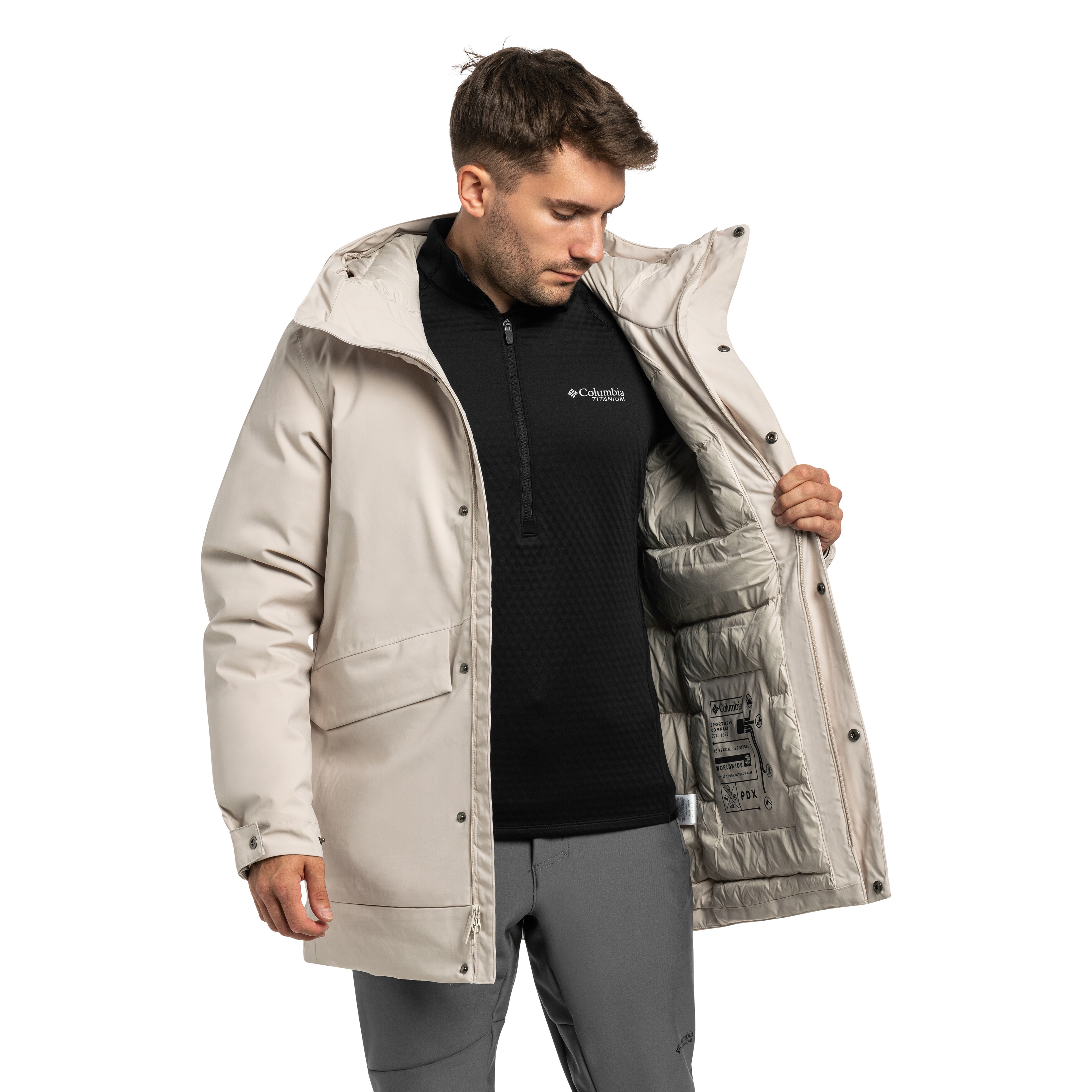 Columbia Street Heights Waterproof Down Parka kabát - Dark Stone
