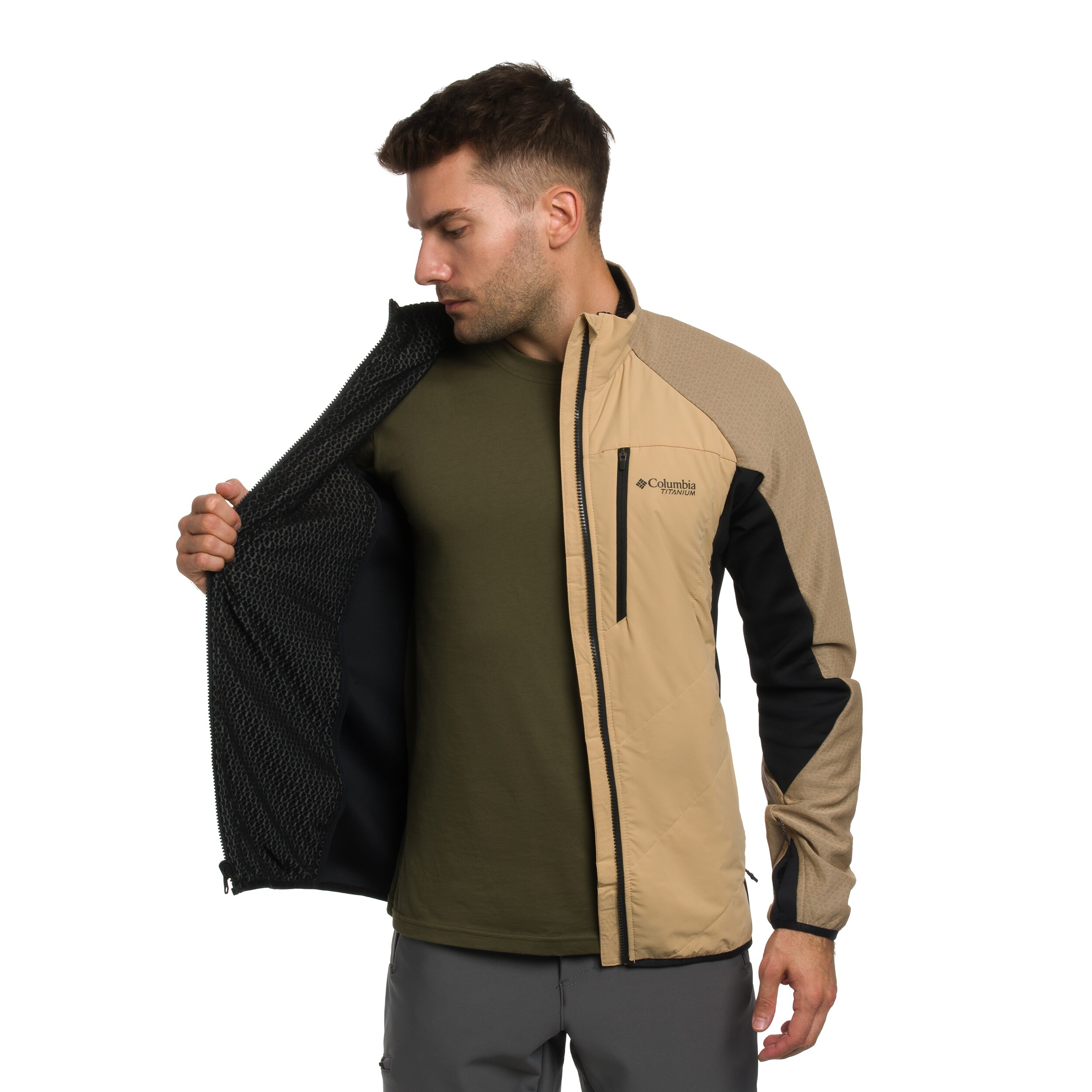 Columbia Arctic Crest Hybrid Technical Fleece kabát - Canoe/Black