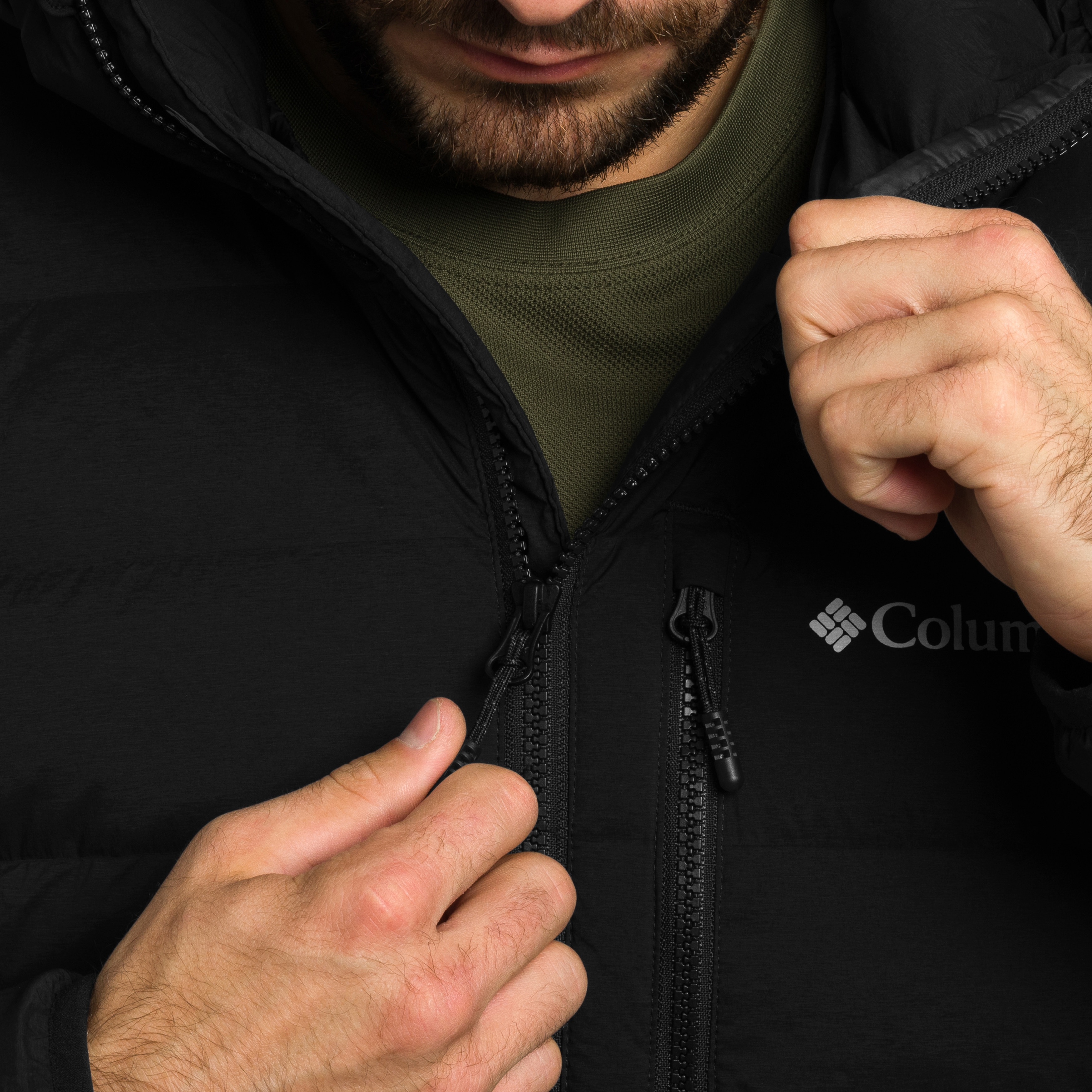 Columbia Drift Peak Stretch Down Hooded kabát - Black