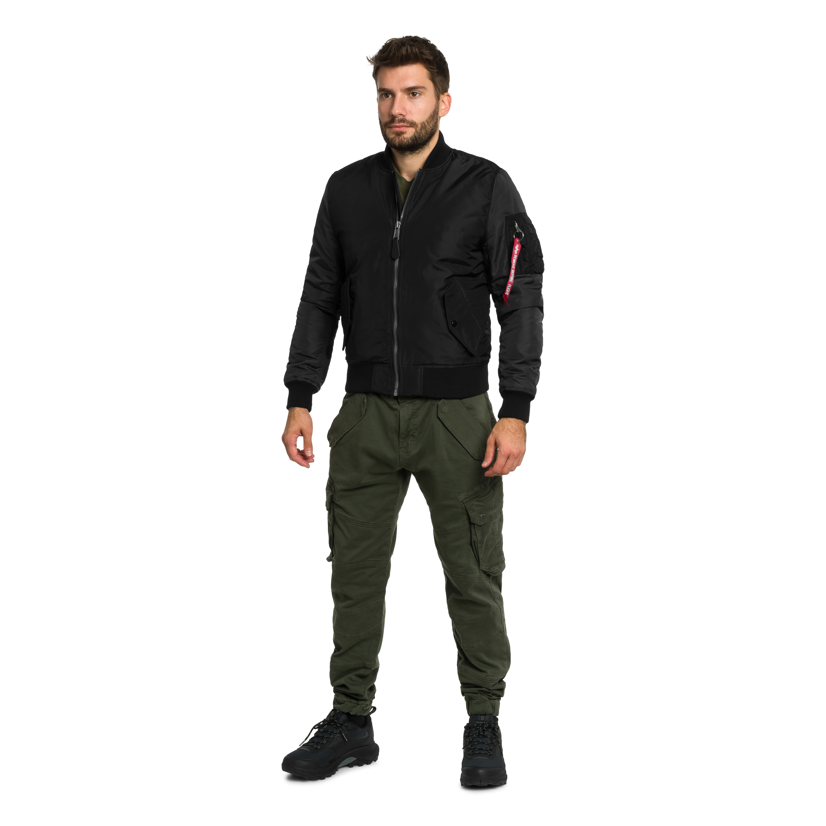 Alpha Industries MA-1 Camo Back Embroidery Bomber kabát - Black