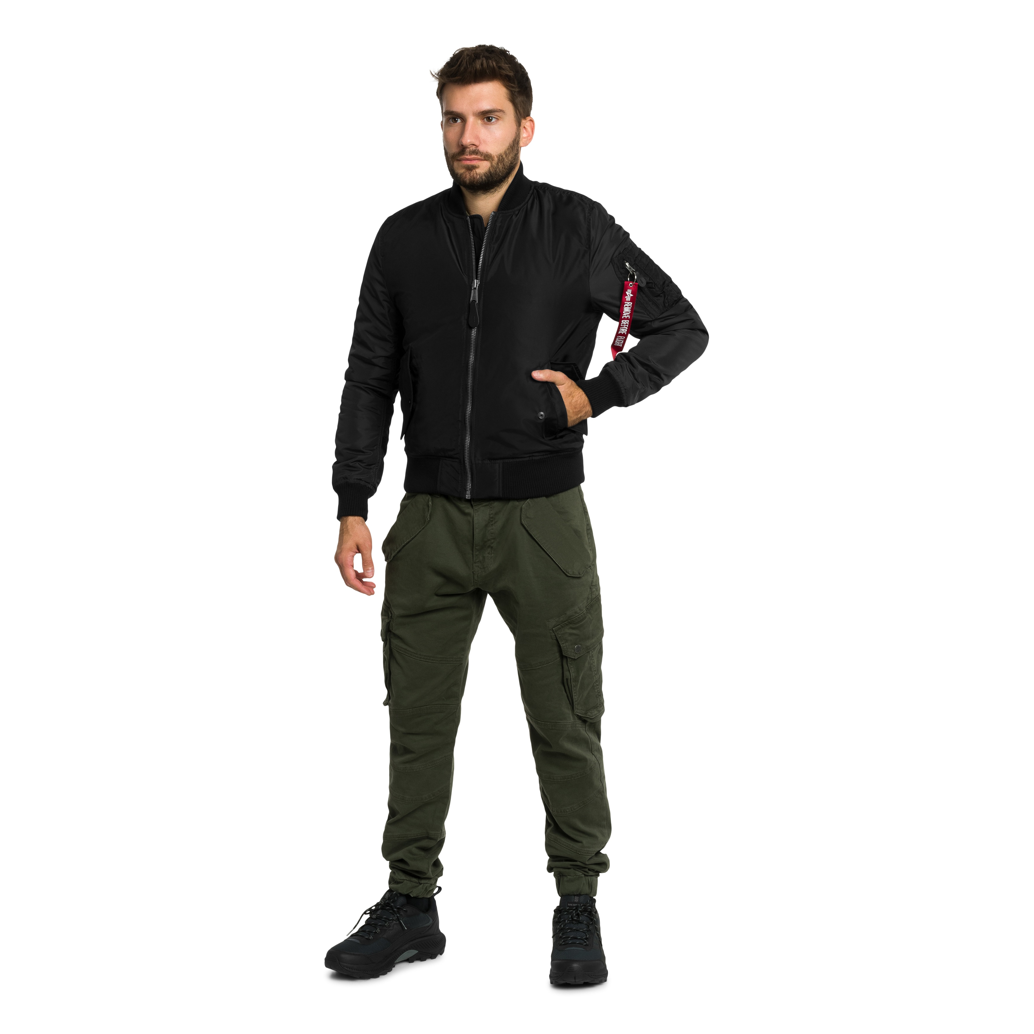 Alpha Industries MA-1 Camo Back Embroidery Bomber kabát - Black