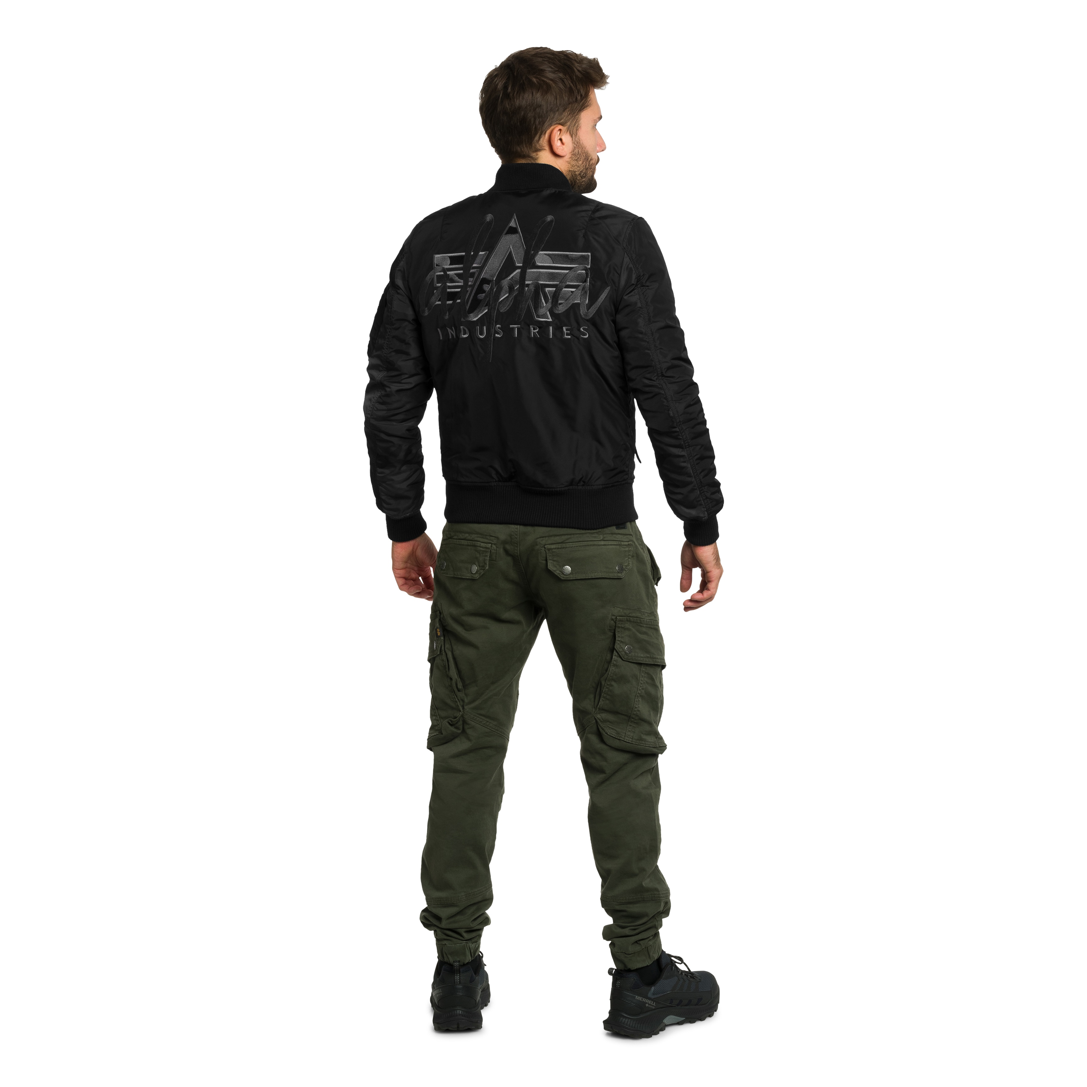 Alpha Industries MA-1 Camo Back Embroidery Bomber kabát - Black