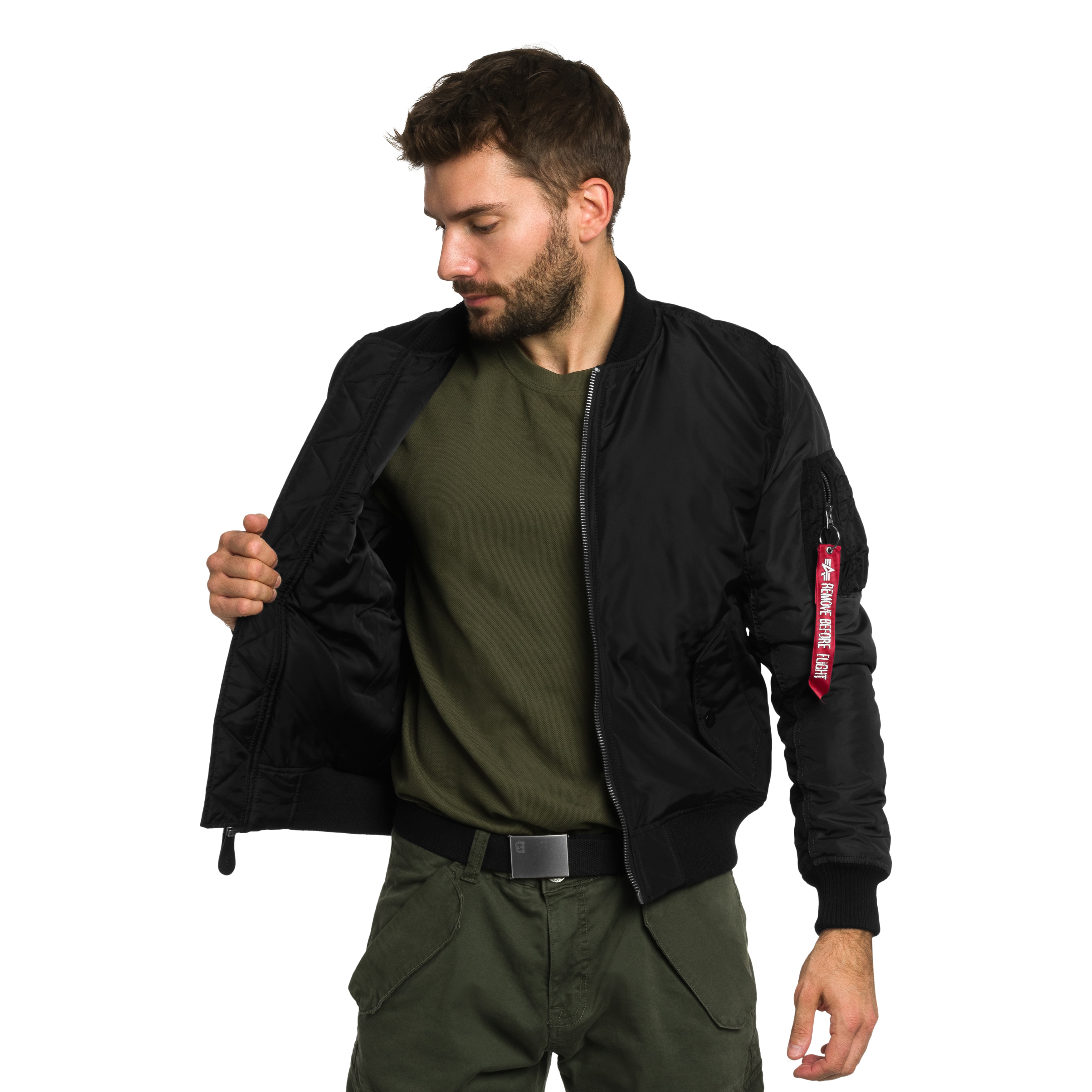 Alpha Industries MA-1 Camo Back Embroidery Bomber kabát - Black