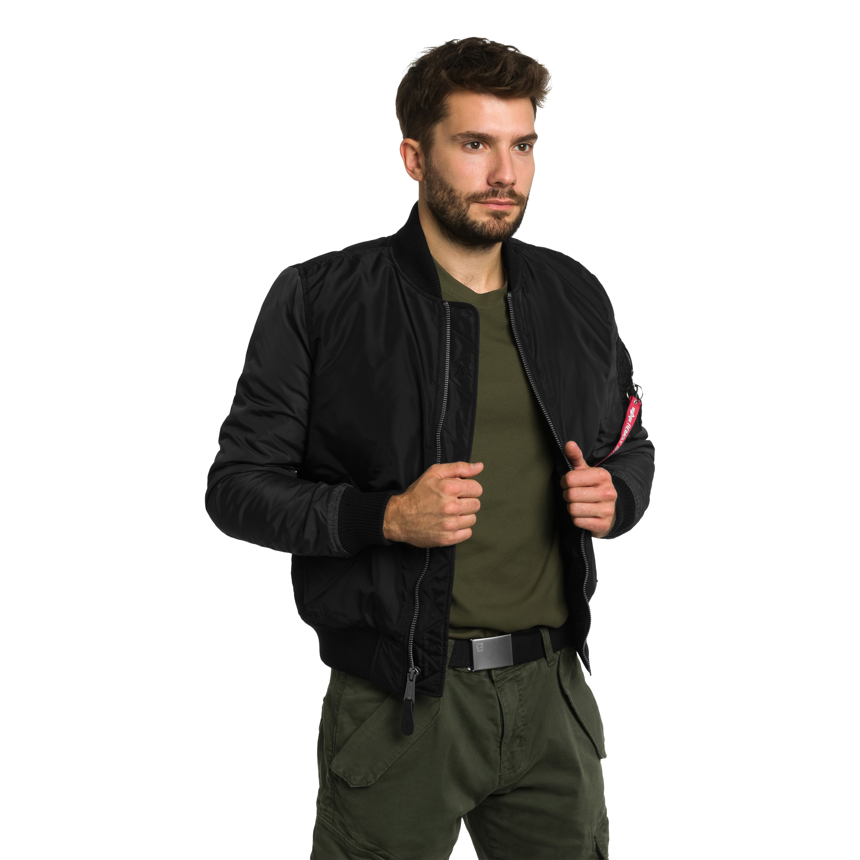 Alpha Industries MA-1 Camo Back Embroidery Bomber kabát - Black