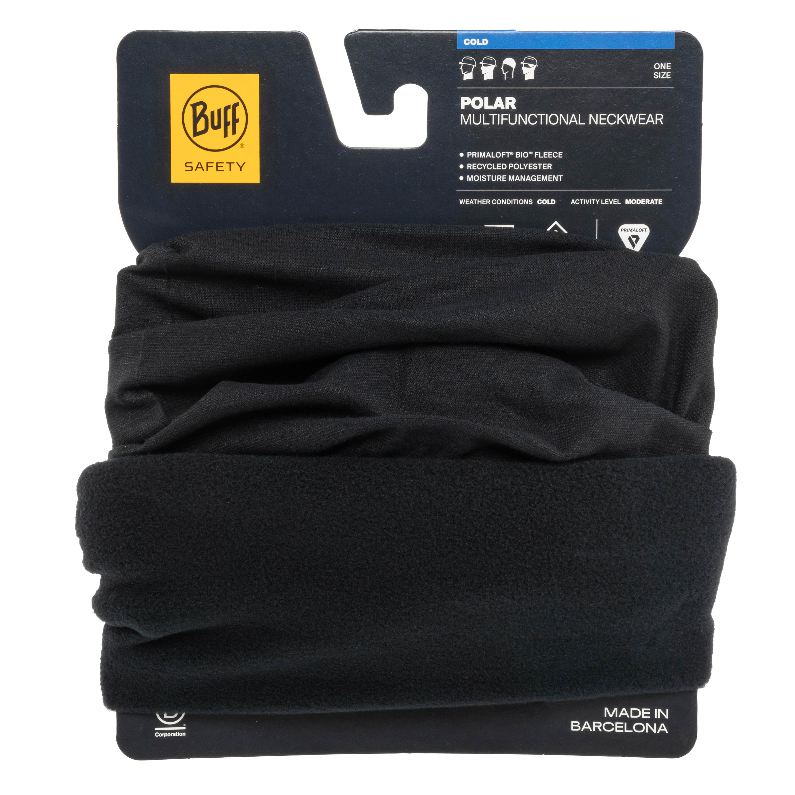 Buff Safety Polar Neckwear védőkendő - Solid Black
