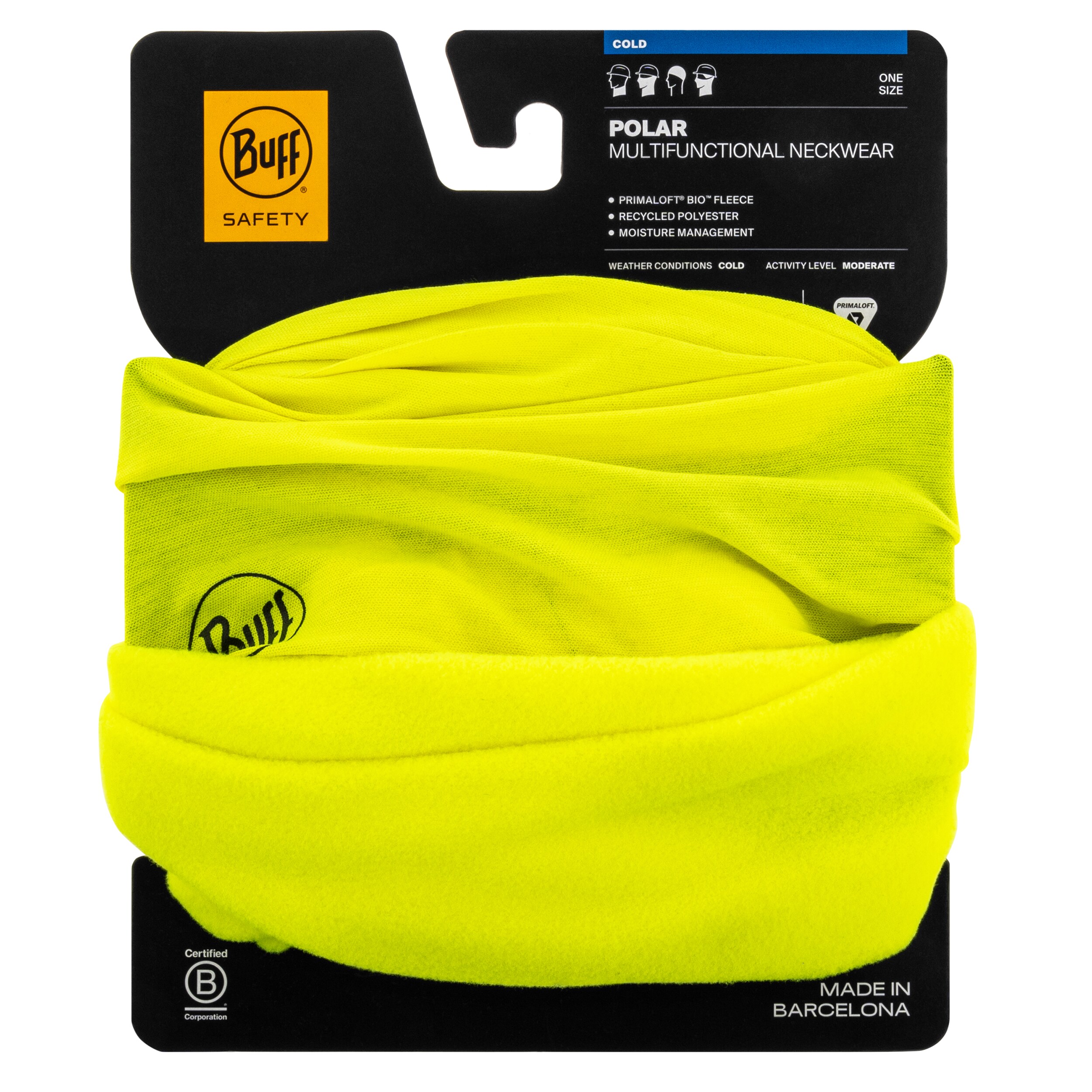 Buff Safety Polar Neckwear védőkendő - Solid Yellow Fluor