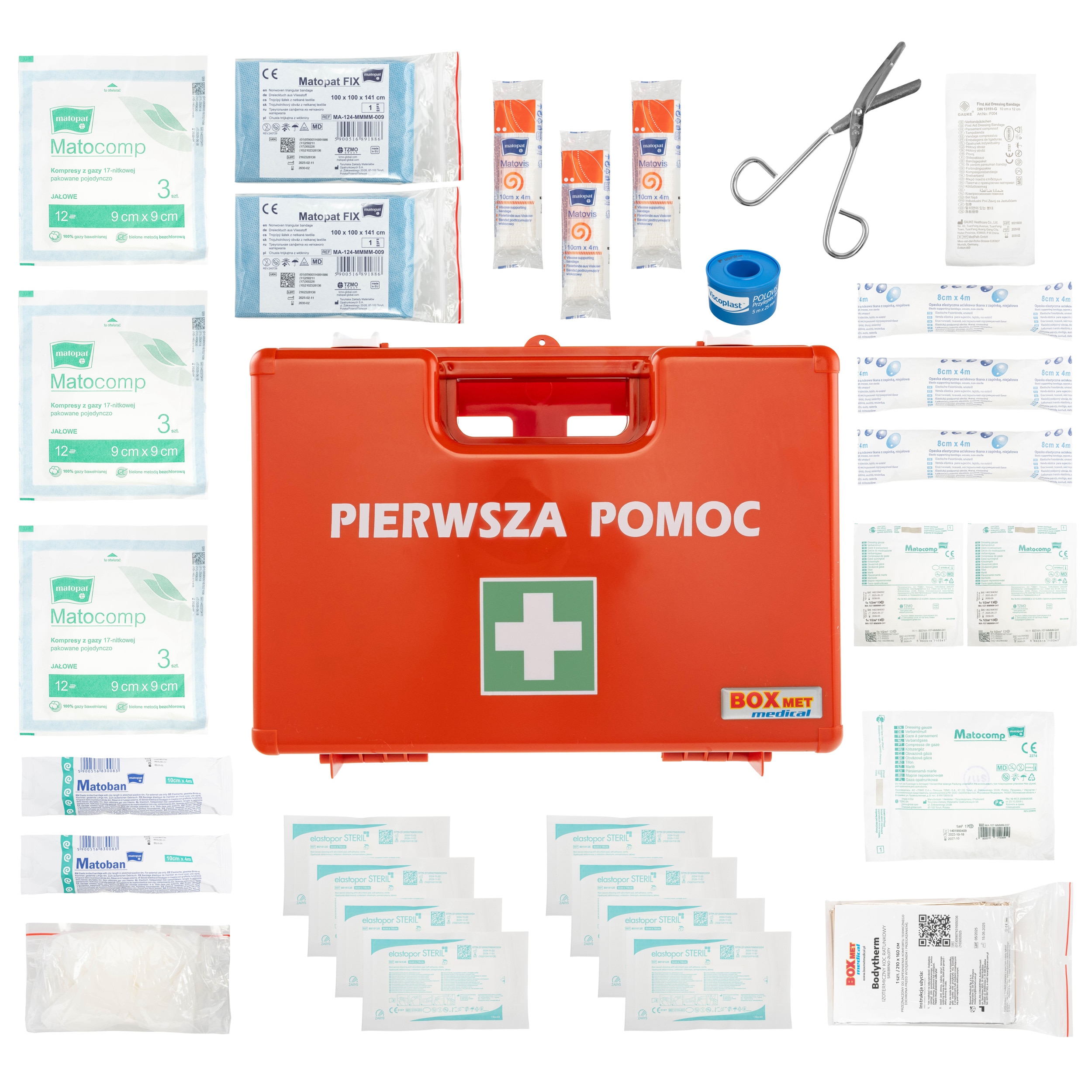 Boxmet Medical DIN 13164 elsősegély készlet műanyag dobozban - Orange
