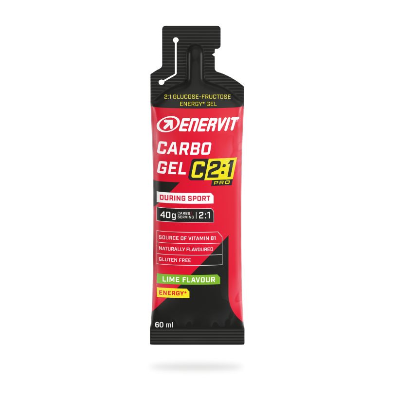 Enervit Sport Carbo Gel C2:1PRO energiazselé - 3 x 60 ml - Citrom-szóda/Kóla-koffein/Zöldcitrom ízű