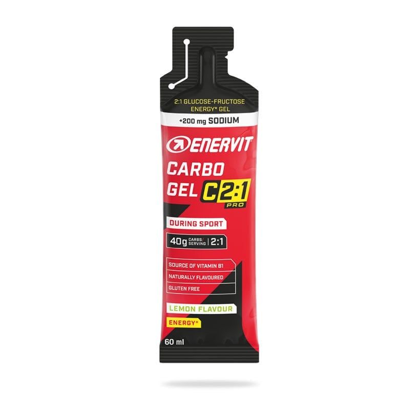 Enervit Sport Carbo Gel C2:1PRO energiazselé - 3 x 60 ml - Citrom-szóda/Kóla-koffein/Zöldcitrom ízű