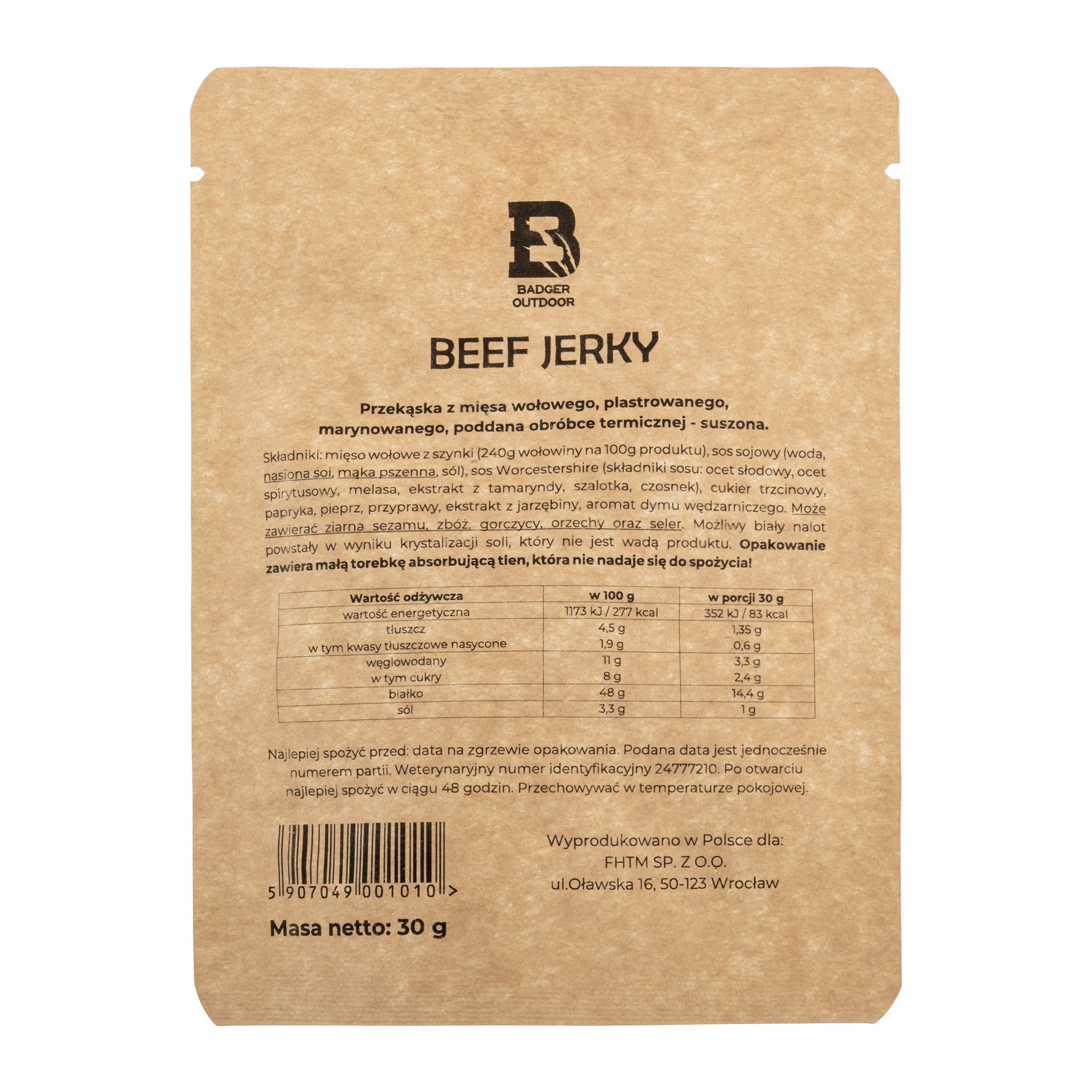 Badger Outdoor Beef Jerky Hot szárított marhahús 30 g - 3 db