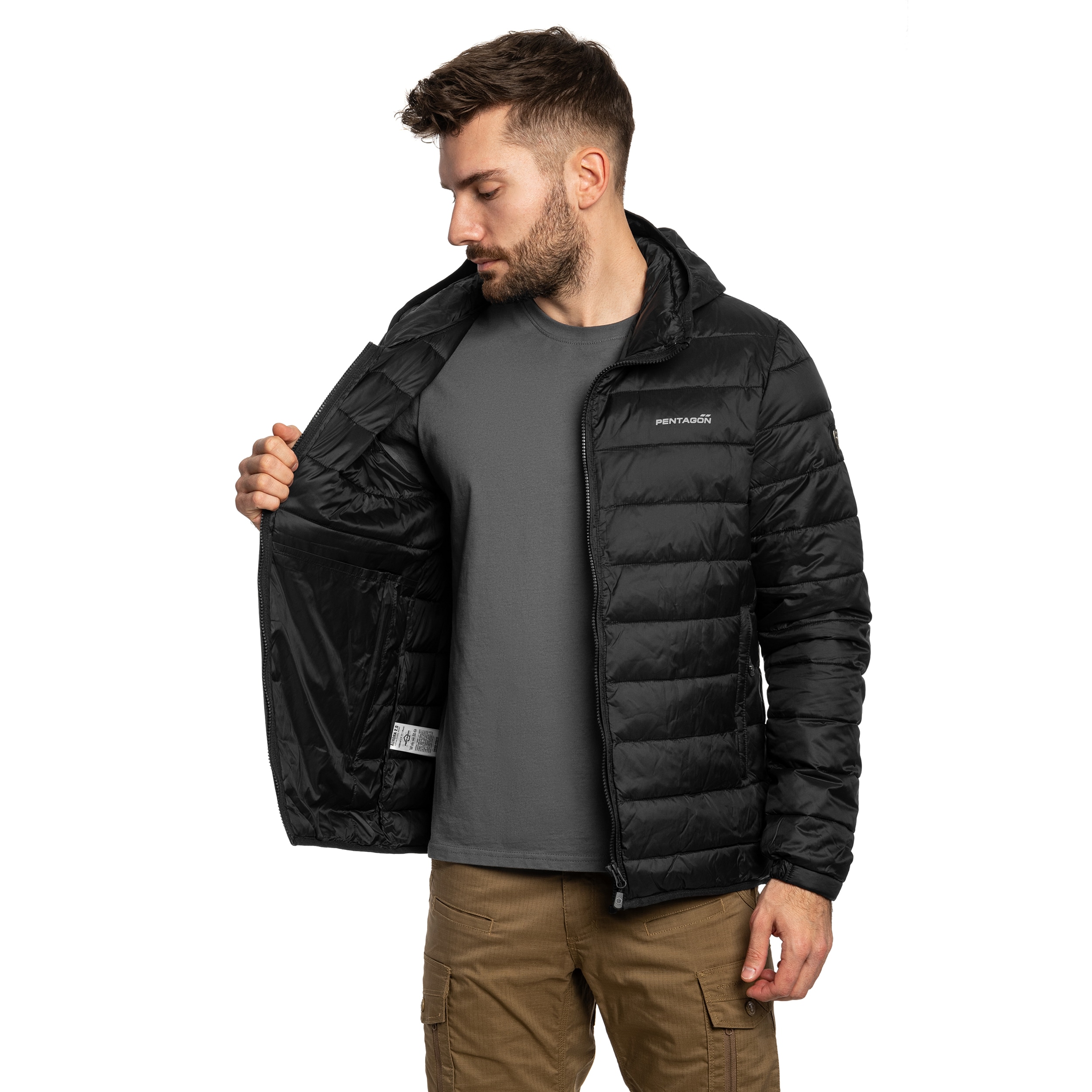 Pentagon Aurora 2.0 Puffer Hooded kabát - Black