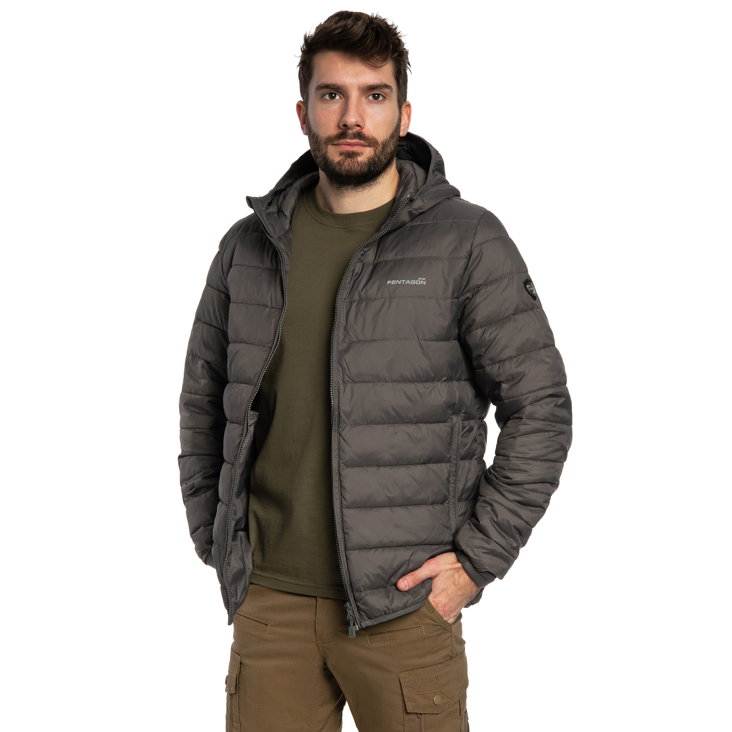 Pentagon Aurora 2.0 Puffer Hooded kabát - Cinder Grey