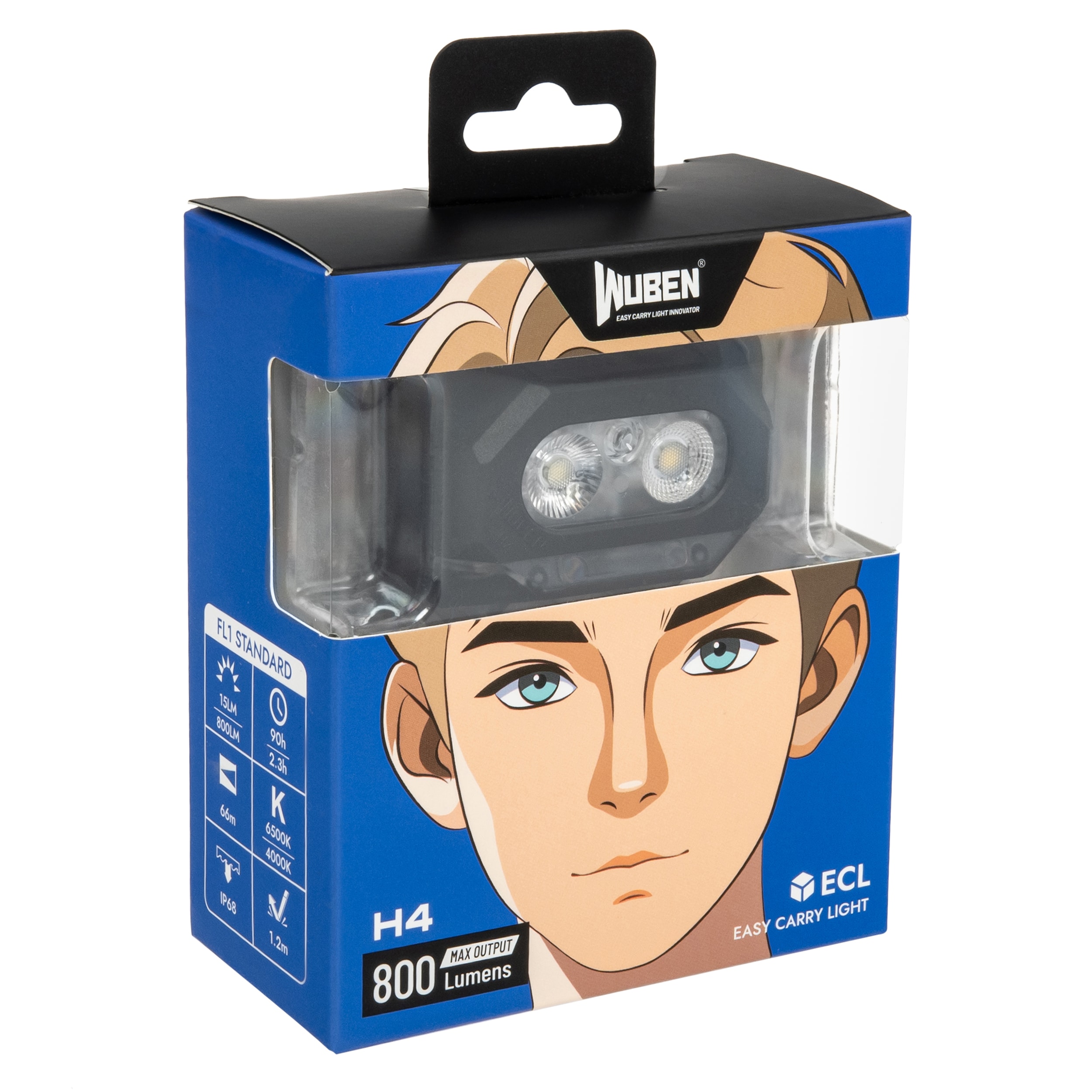 Wuben H4 Black fejlámpa - 800 lumen