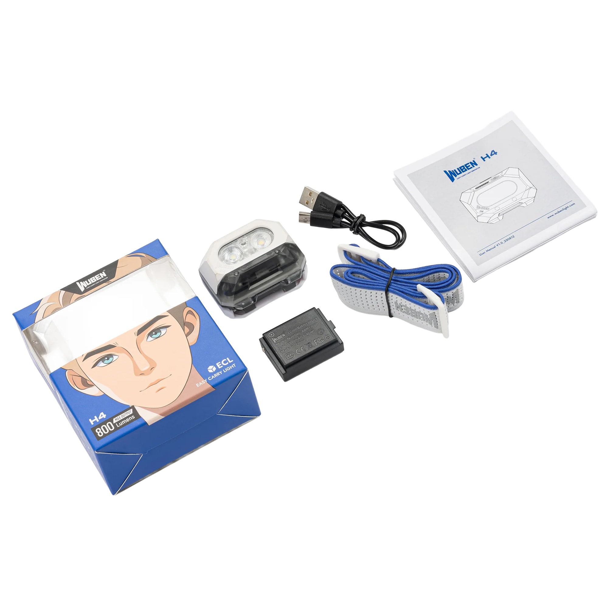 Wuben H4 White fejlámpa - 800 lumen