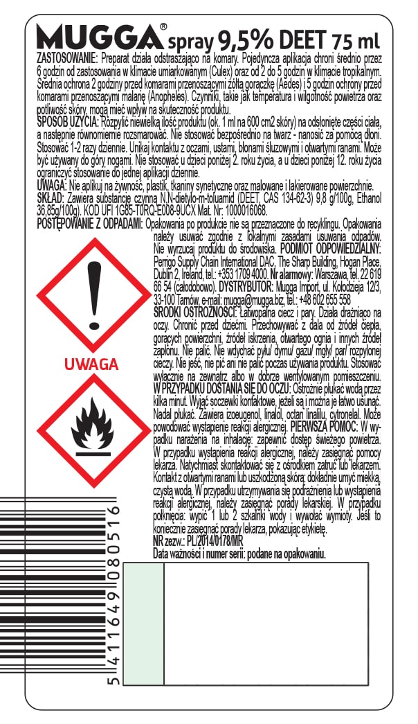 Mugga spray 9,5% DEET rovarriasztó 75 ml - 2 db