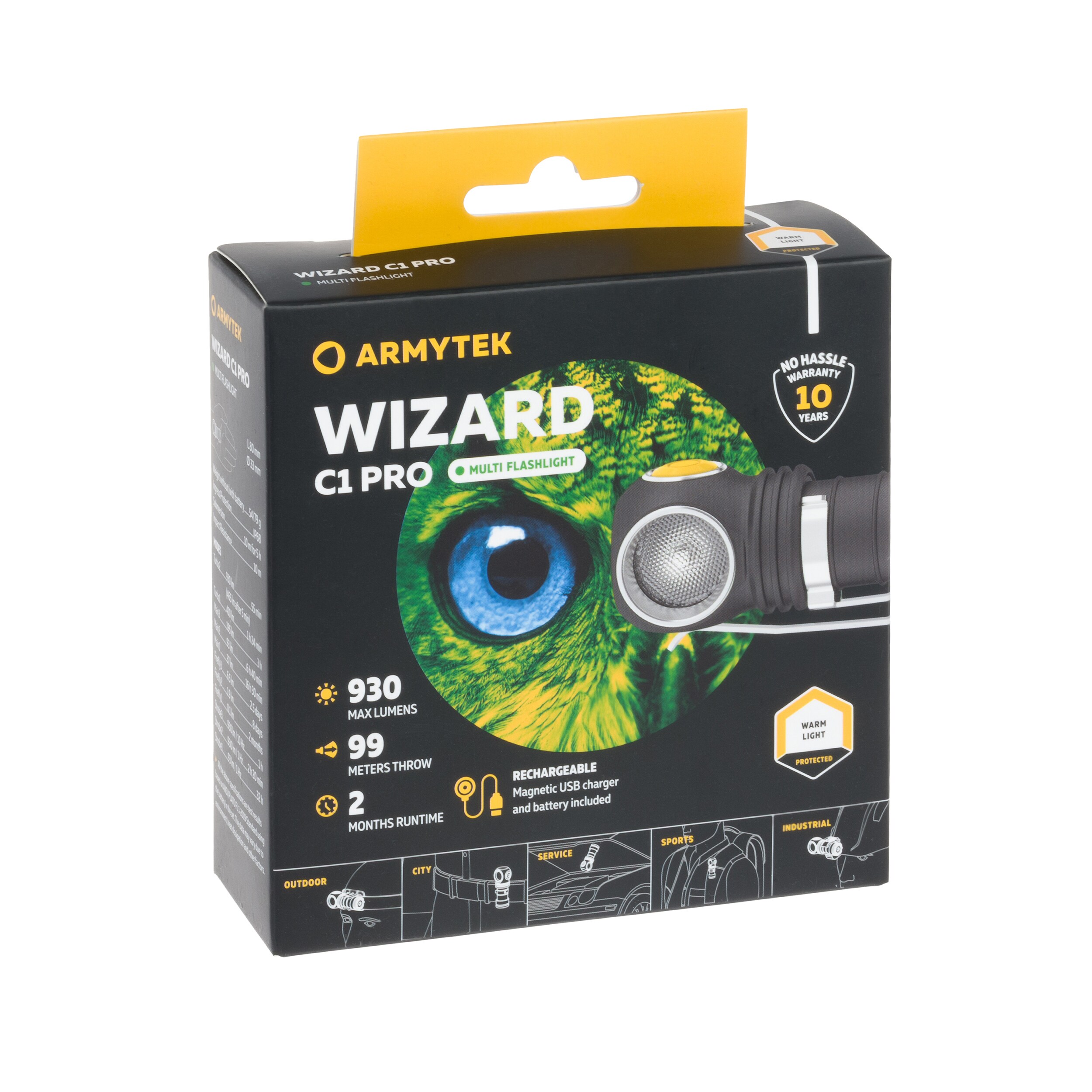 Armytek Wizard C1 Pro Magnet USB fej- és derékszögű lámpa Yellow PCB - 930 lumen