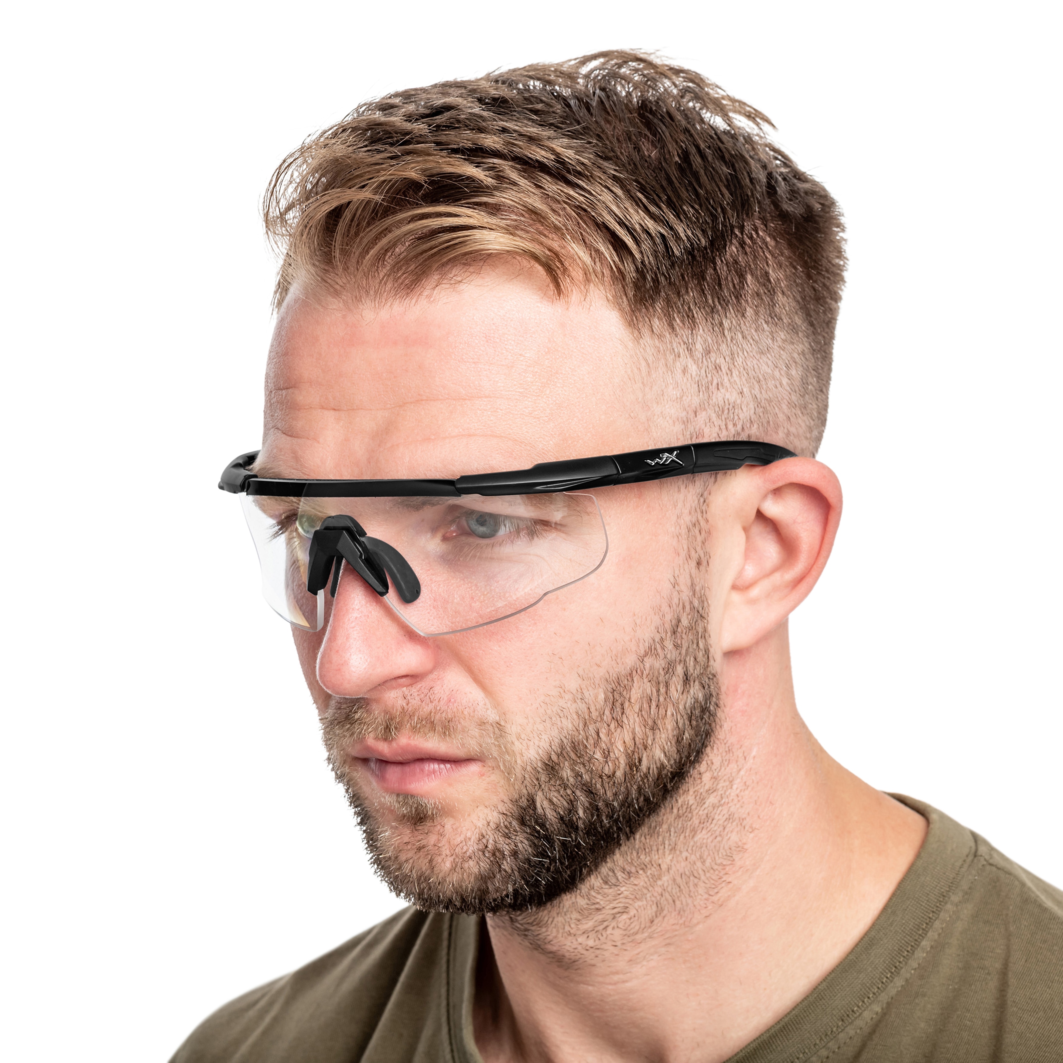 Wiley X Saber Advanced taktikai szemüveg - Clear Matte Black + Anti-Fog Cleaner Kit - szett