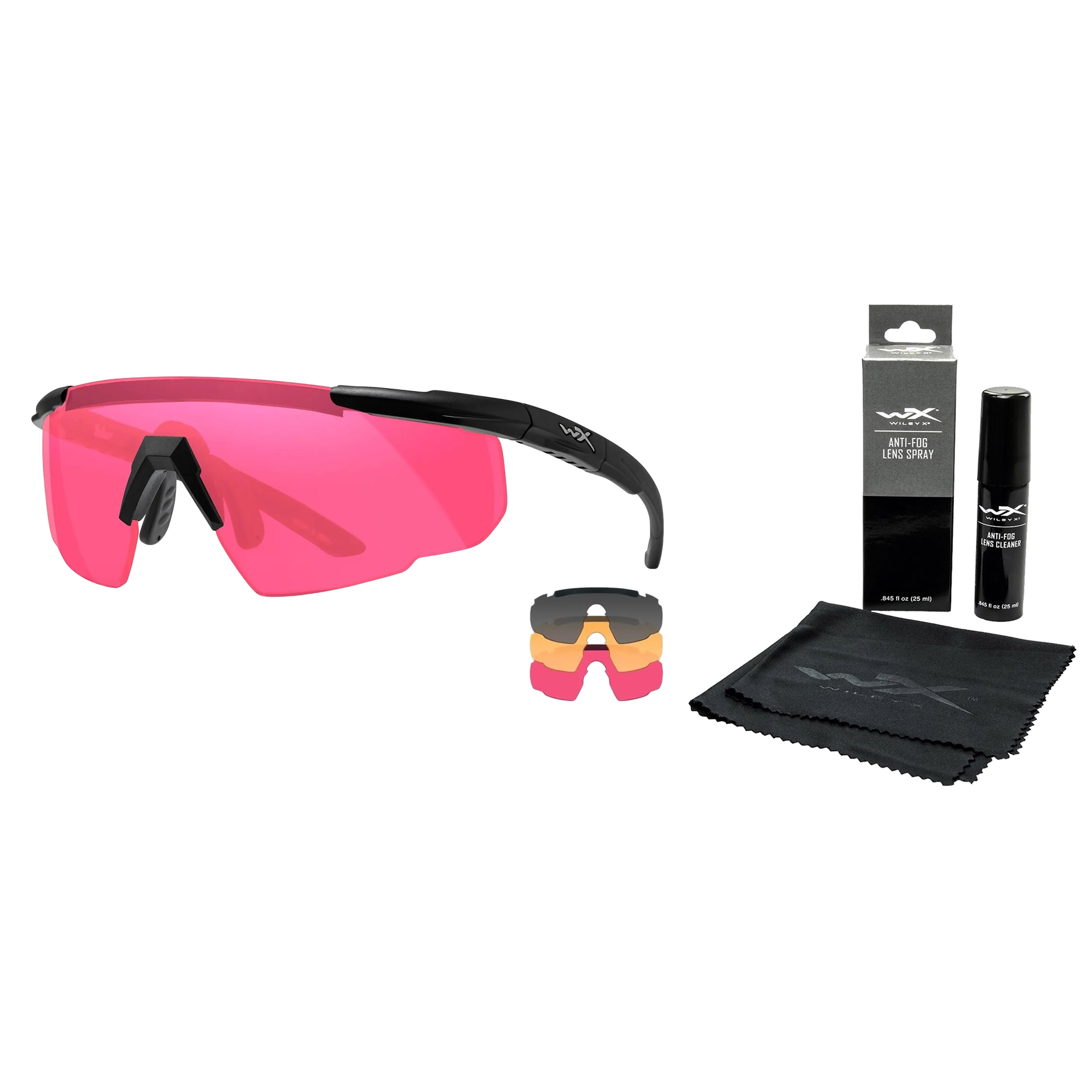 Wiley X Saber Advanced Set 3in1 taktikai szemüveg - Smoke/Rust/Vermillion/Matte Black + Anti-Fog Cleaner Kit - szett