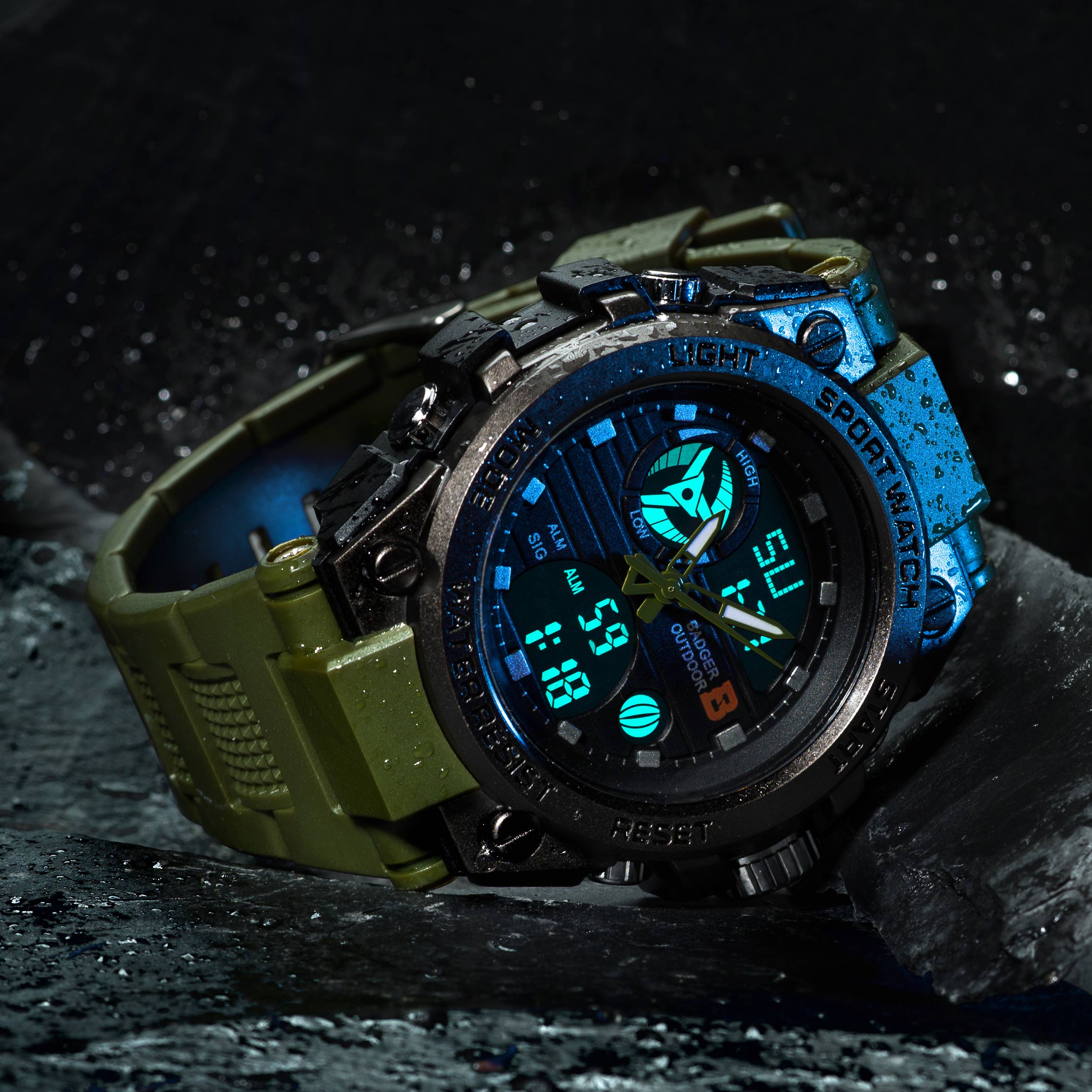 Badger Outdoor Grid karóra - Army Green/Black