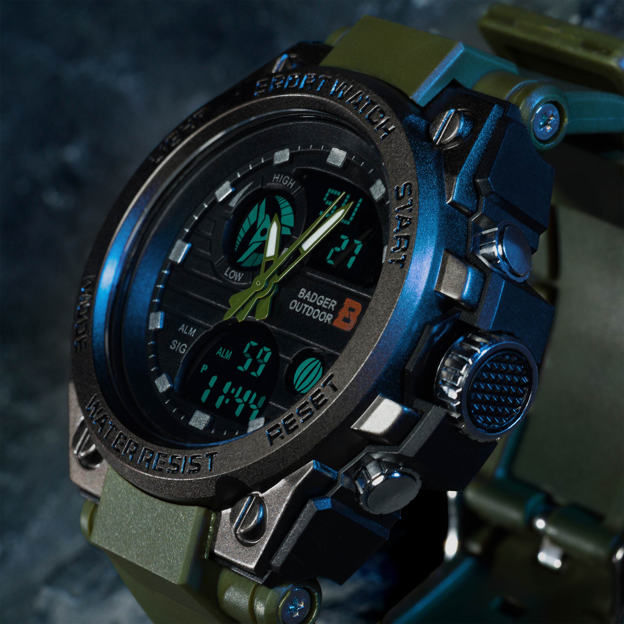 Badger Outdoor Grid karóra - Army Green/Black