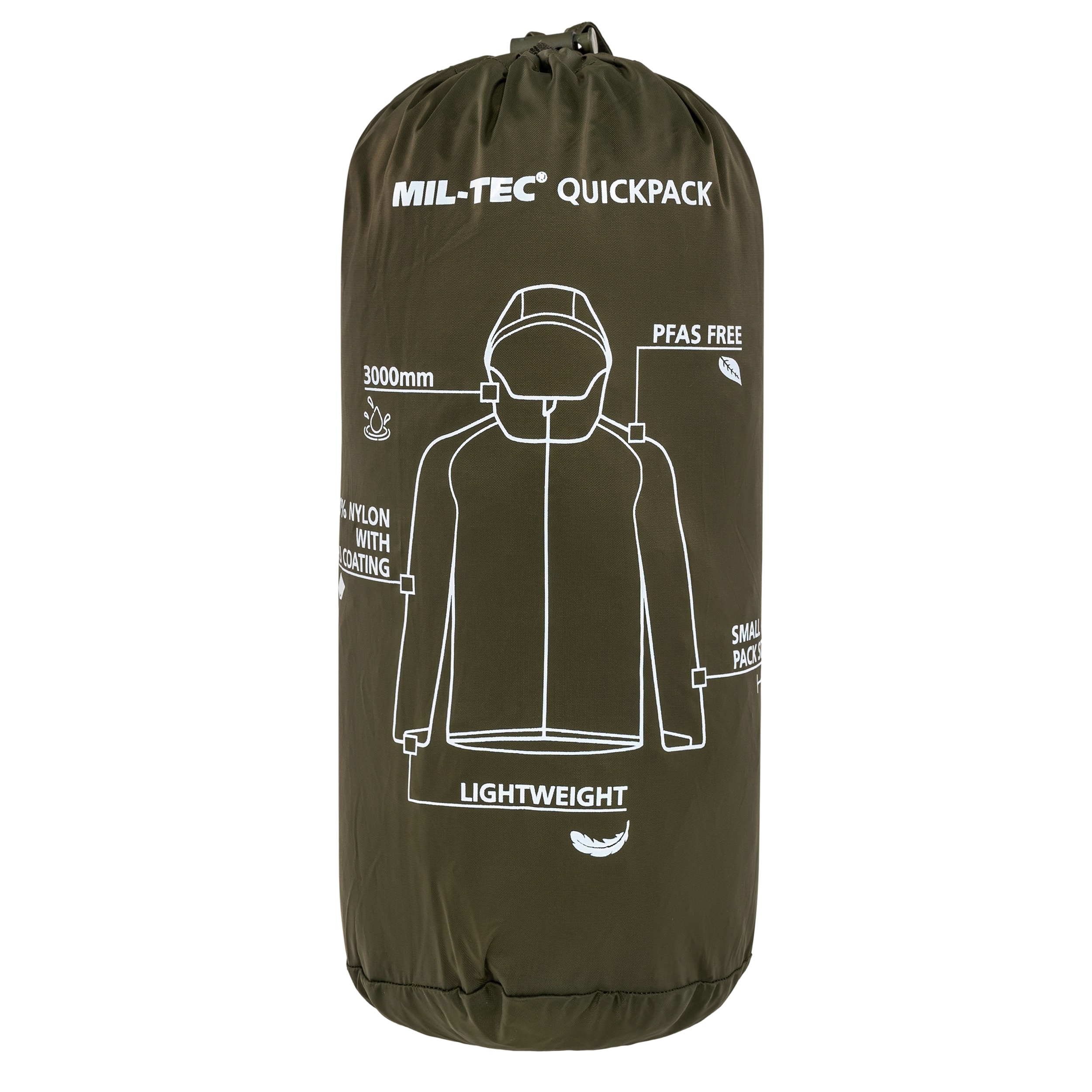 Mil-Tec Wet Weather Jacket Quickpack kabát - Olive Drab