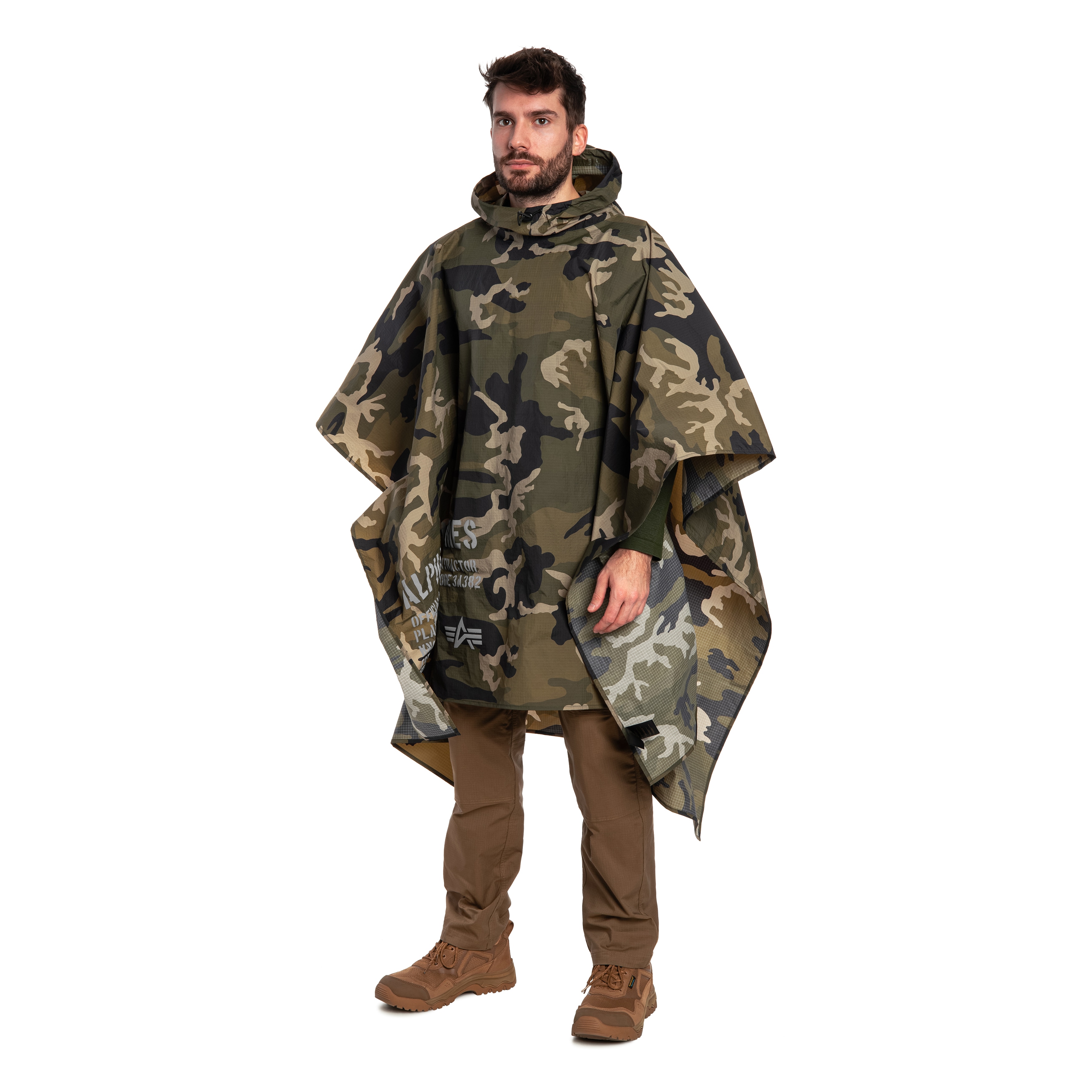 Alpha Industries Packable Rain Cape poncsó - US Woodland