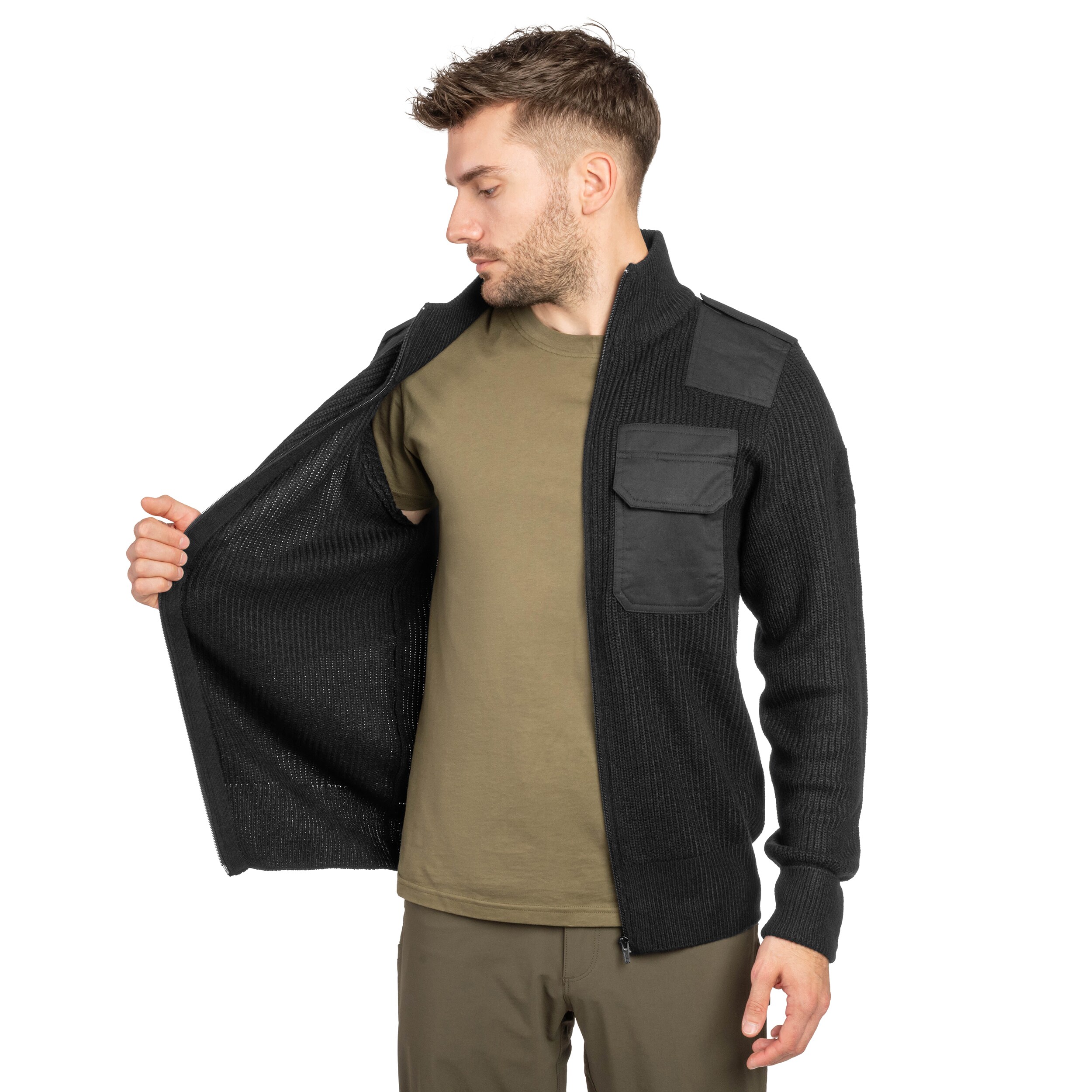 Brandit BW Cardigan pulóver - Black