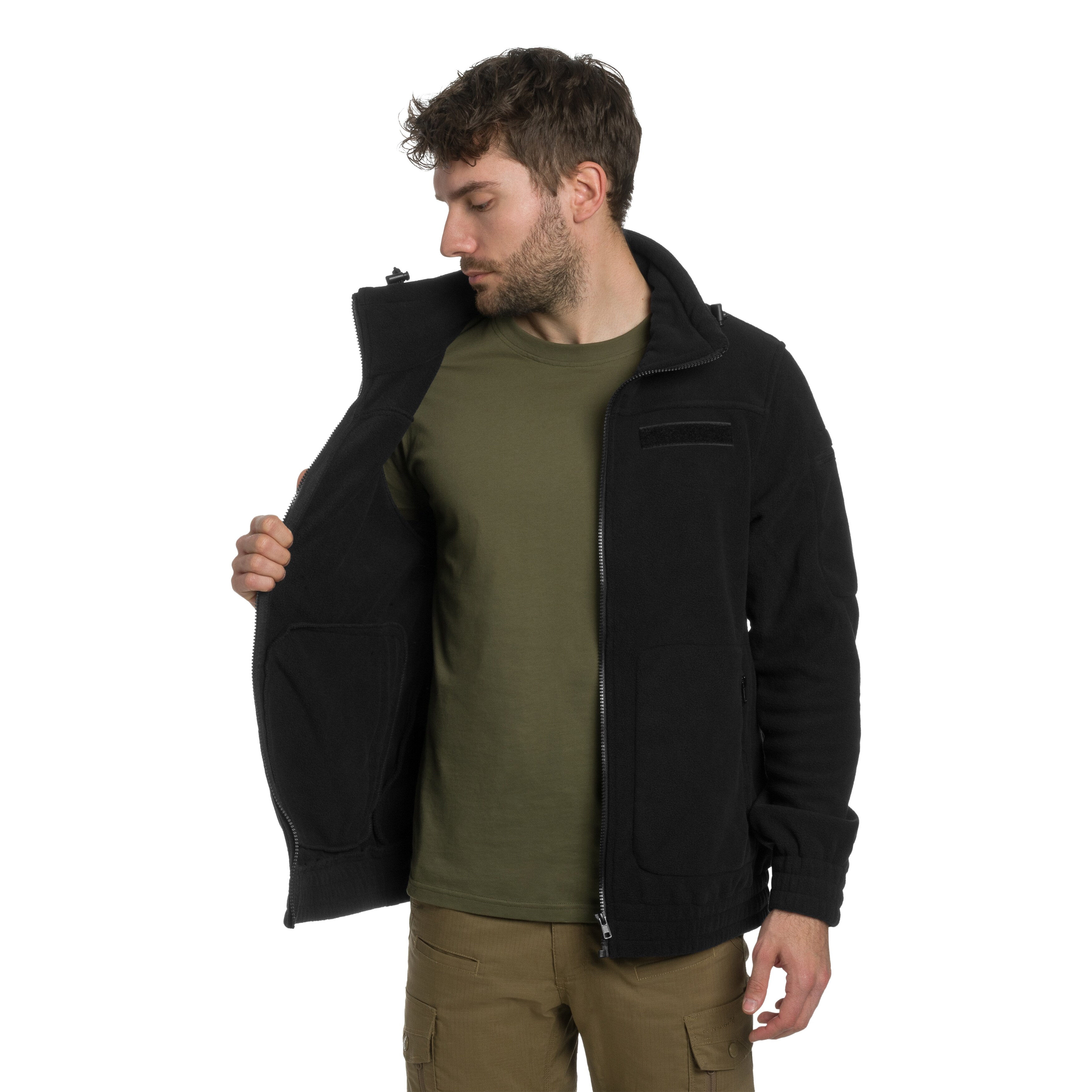 Brandit Fleecejacket Combat polár pulóver - Black