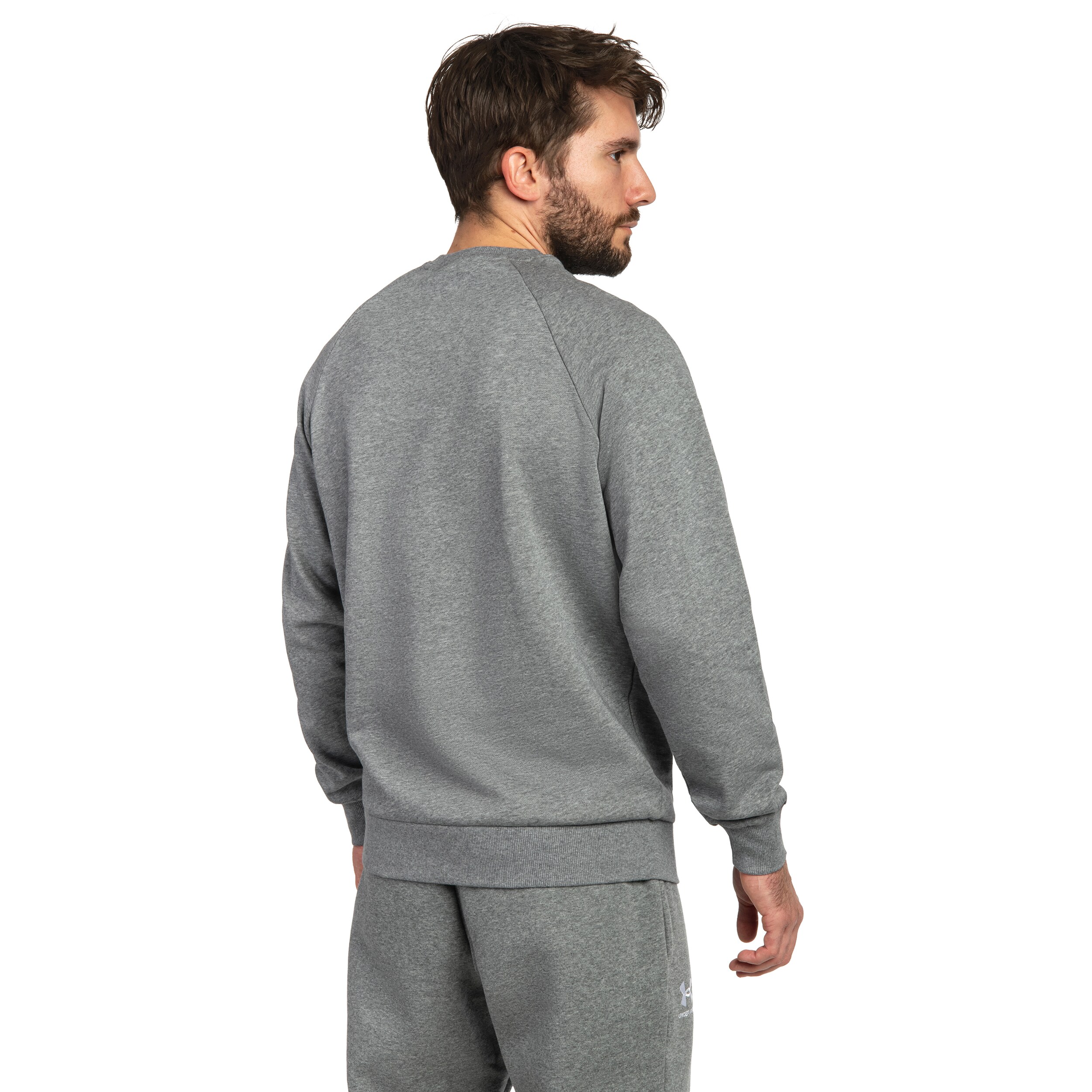 Under Armour UA Rival Fleece Crew pulóver - Castle Rock Light Heather/White