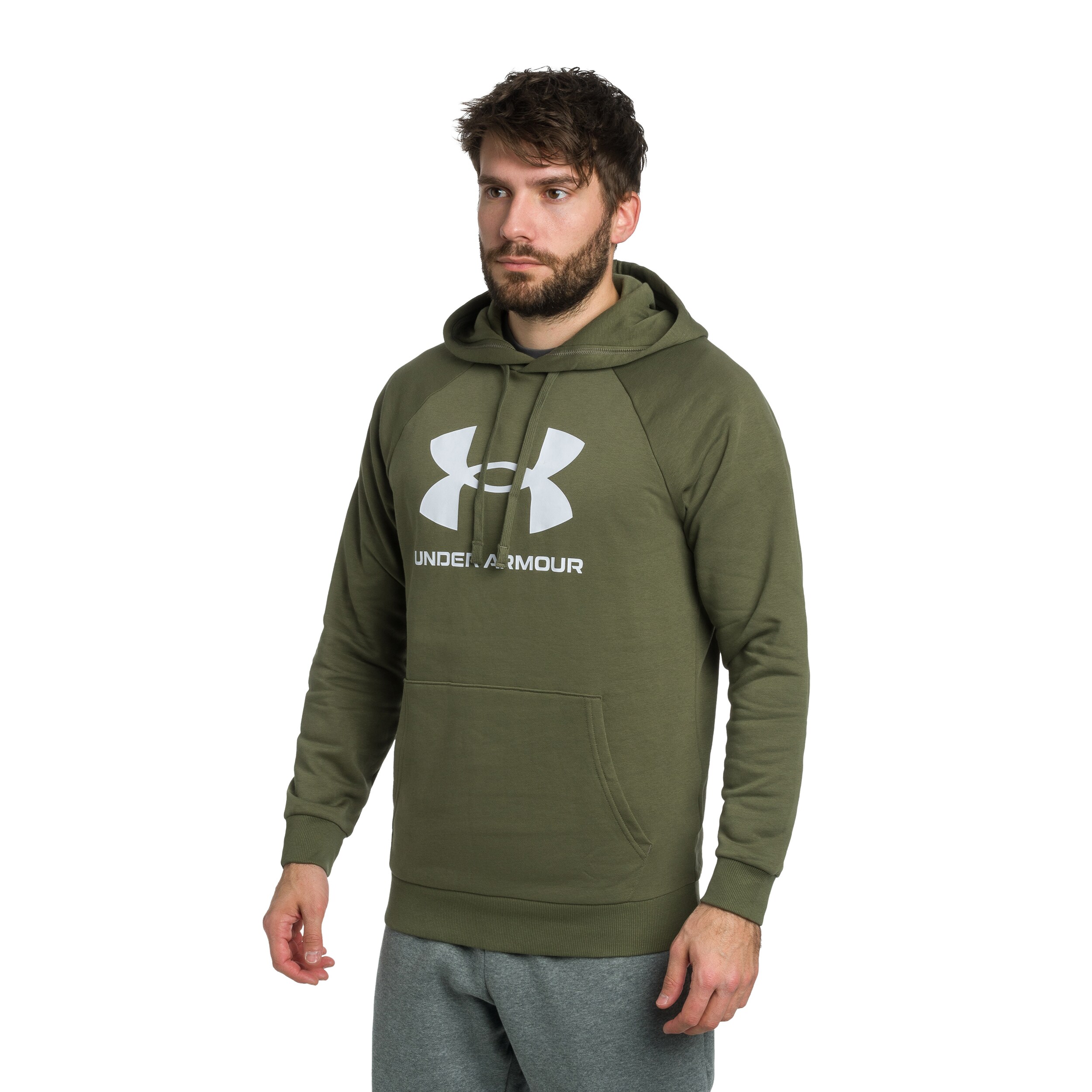Under Armour Rival Fleece Logo pulóver - Marine OD Green/White