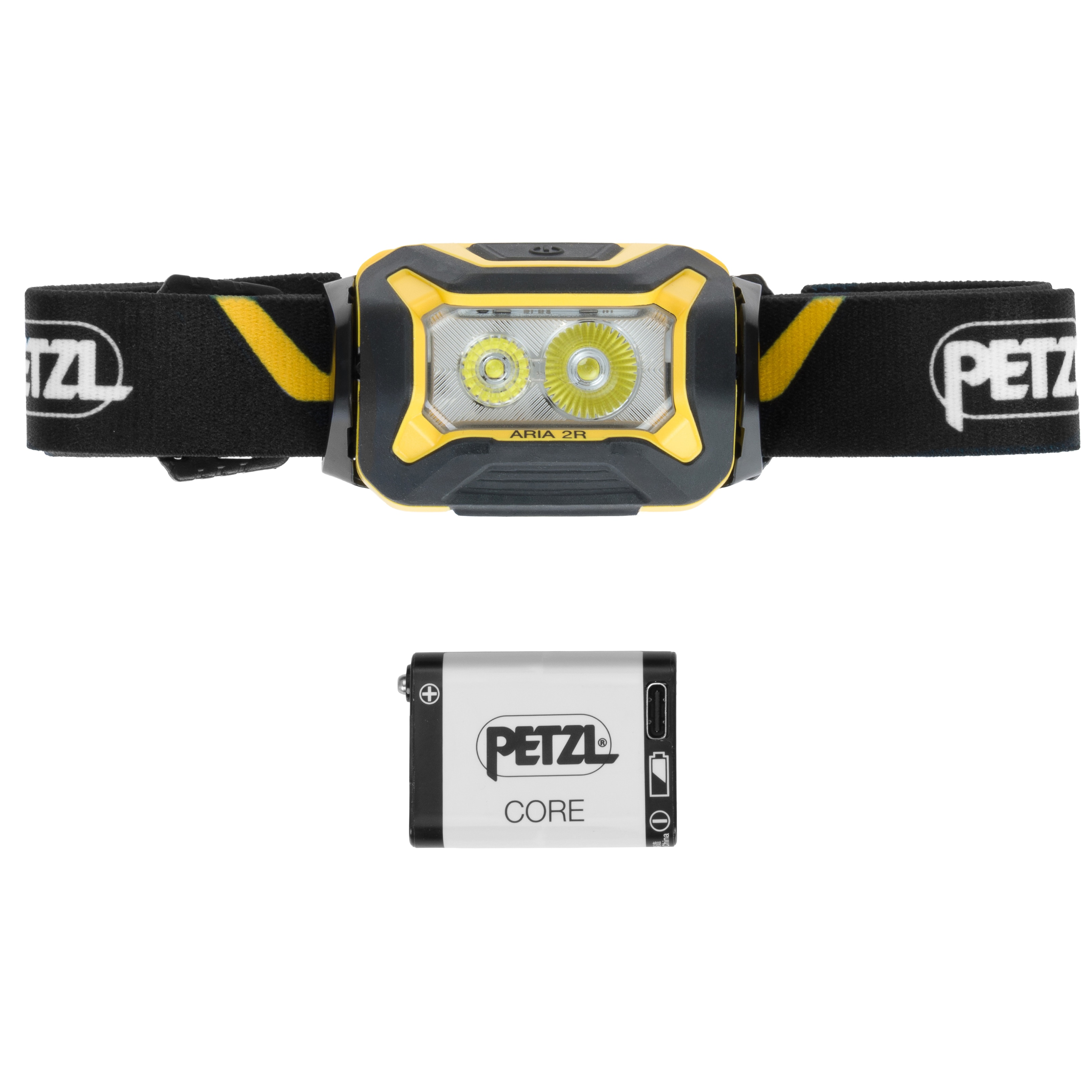 Petzl Aria 2R fejlámpa - Black/Yellow - 625 lumen