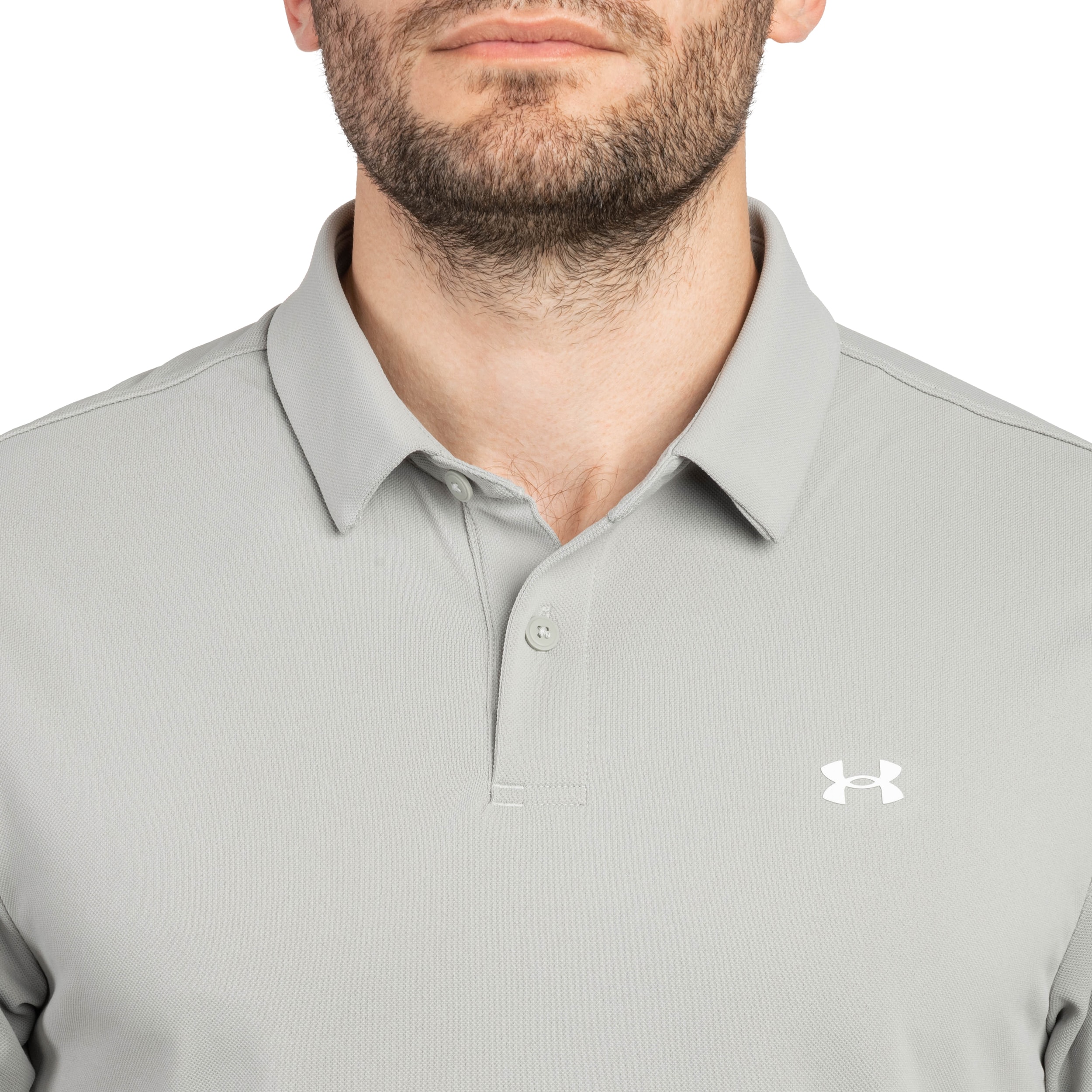 Koszulka termoaktywna polo Under Armour Tee To Green Pique - Titanium/White